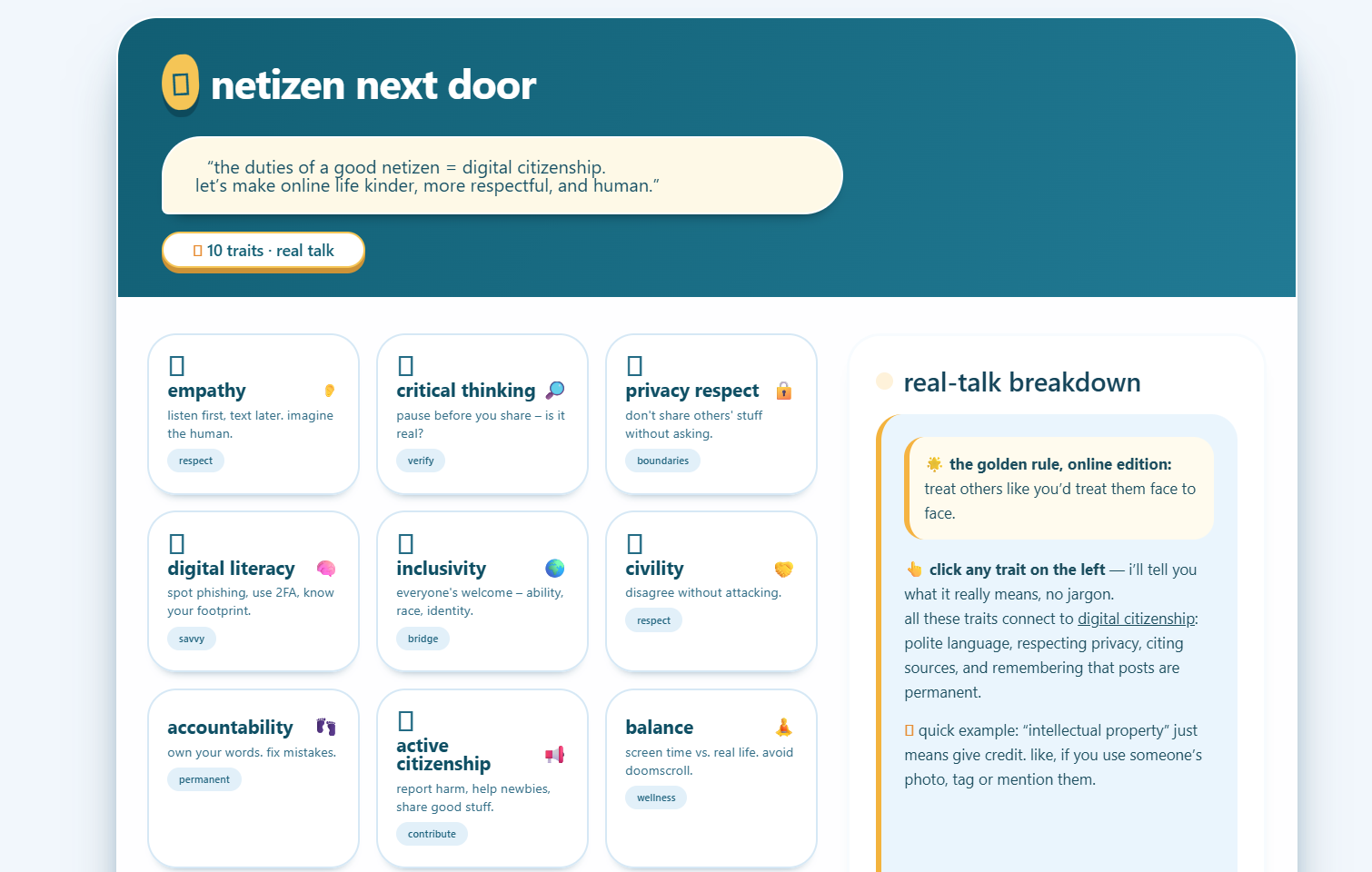 Characteristics of a good Netizen
