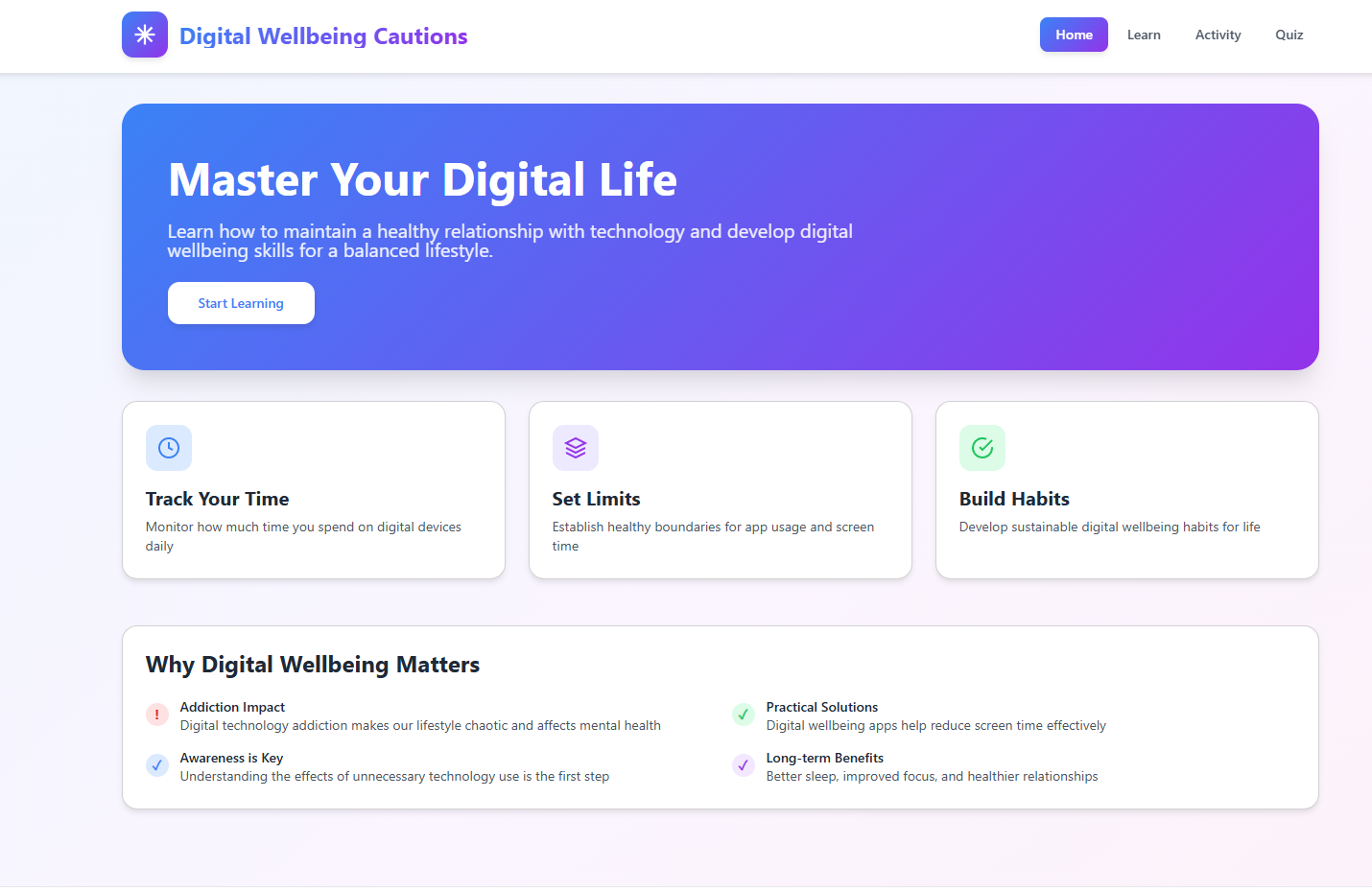 Cautions for Digital Wellbeing