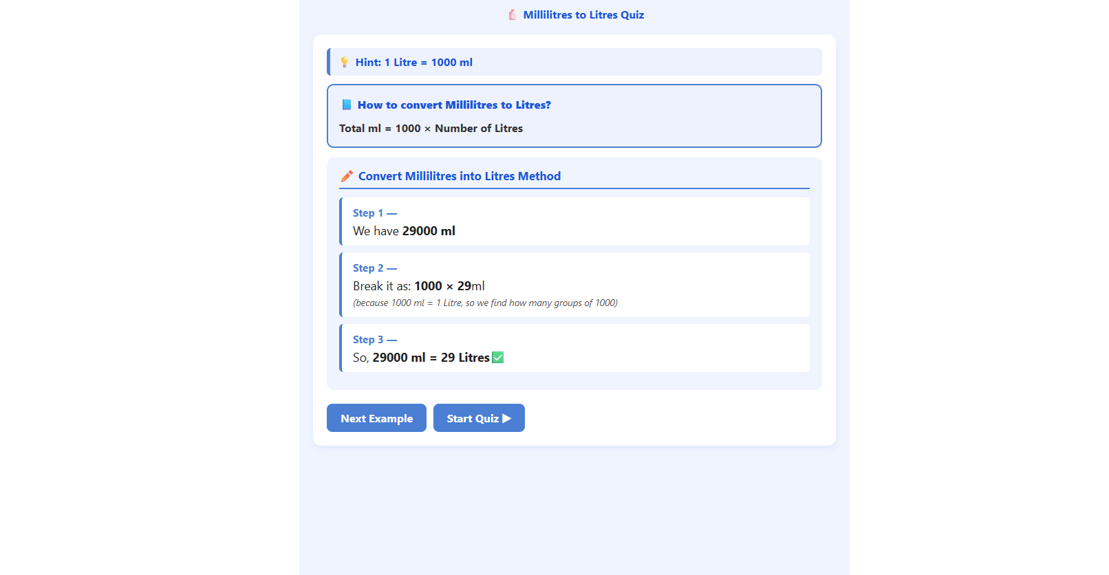conversion of millilitres to litres