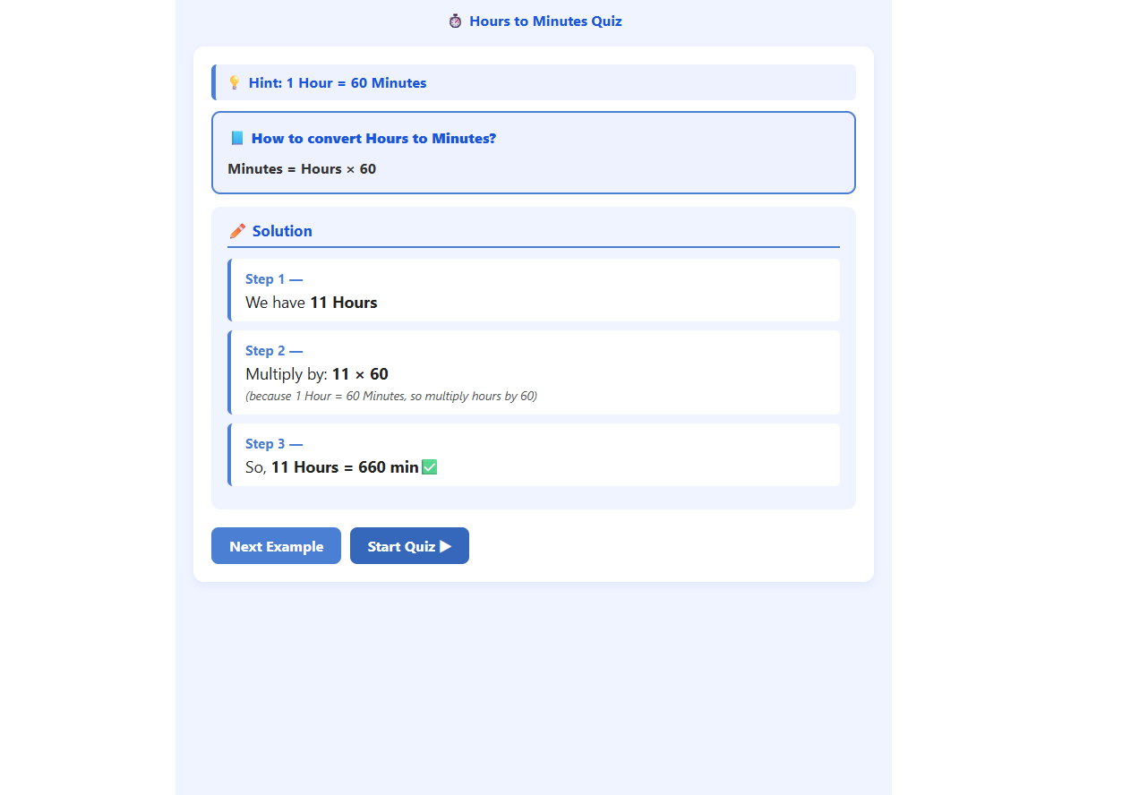 Relationship between hours and minutes