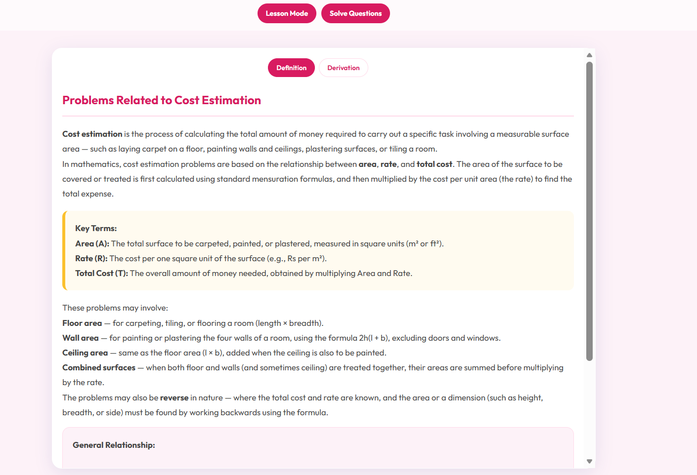 Problems related to cost estimation