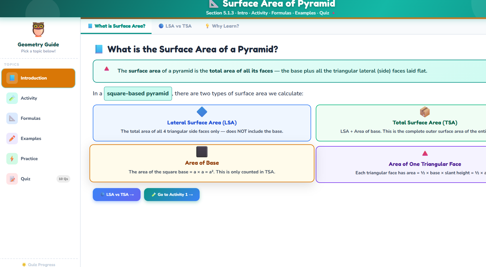 Surface Area of Pyramid