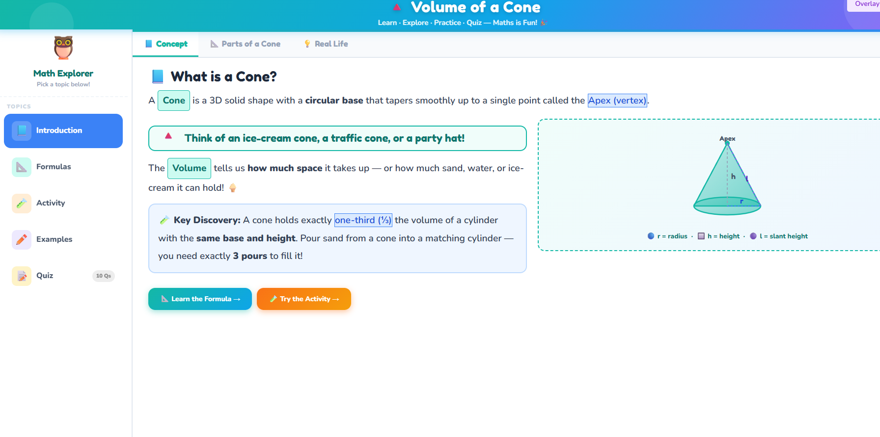 Volume of Cone