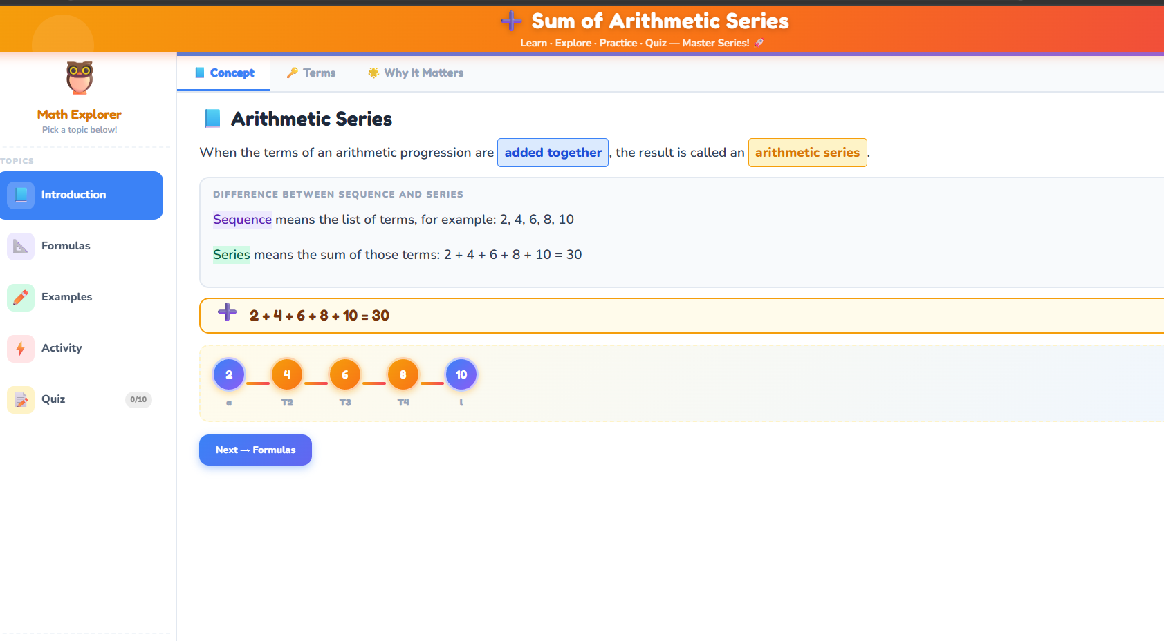 Sum of Arithmetic Series