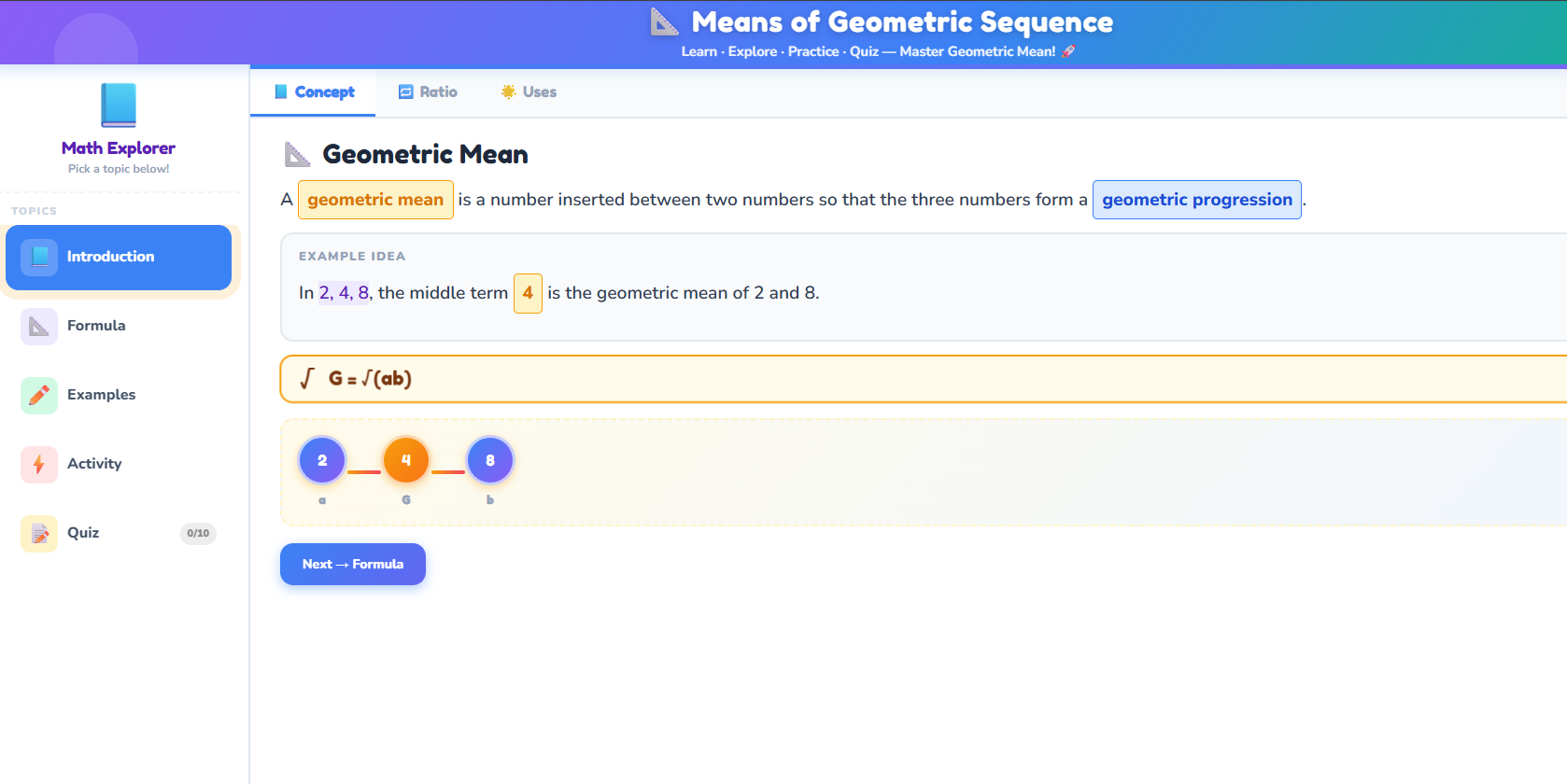Means of Geometric Sequence