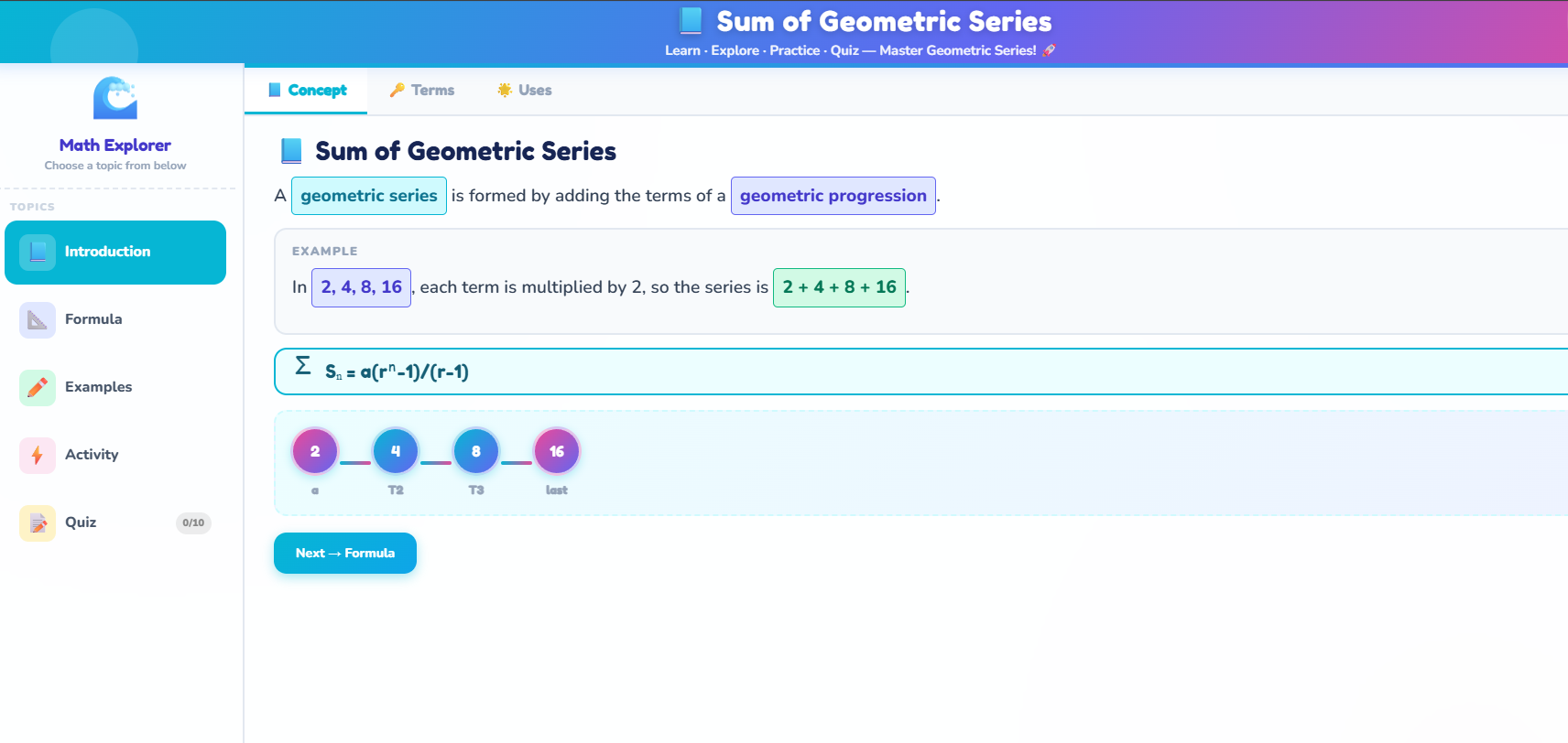 Sum of Geometric Series