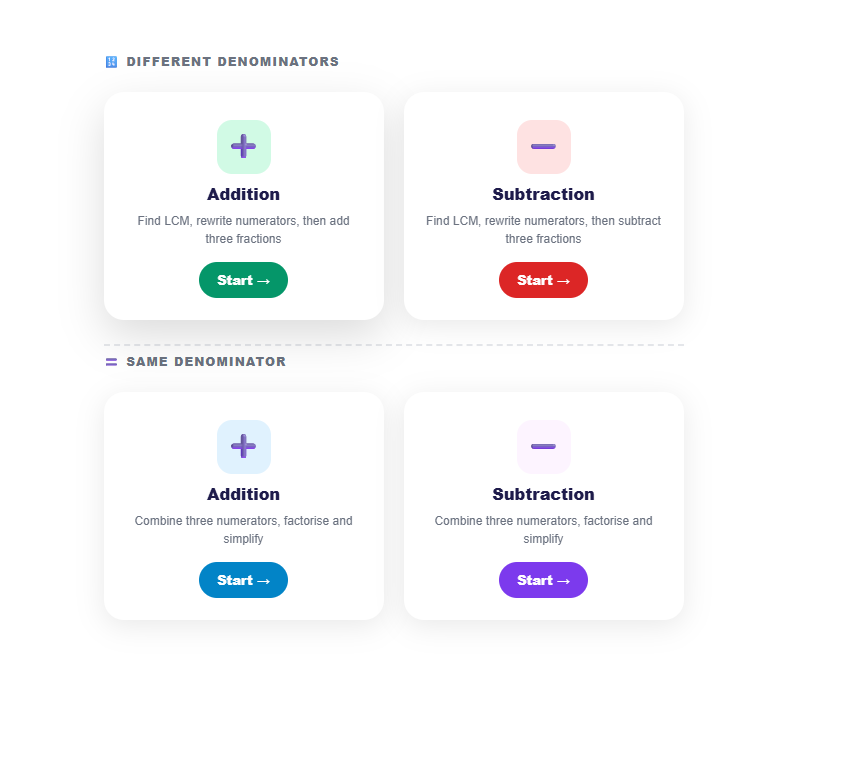Simplification of Algebraic Fractions