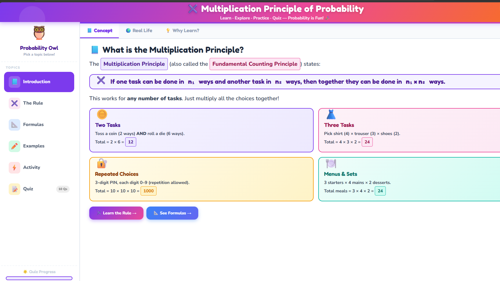 Multiplication Principle of Probability