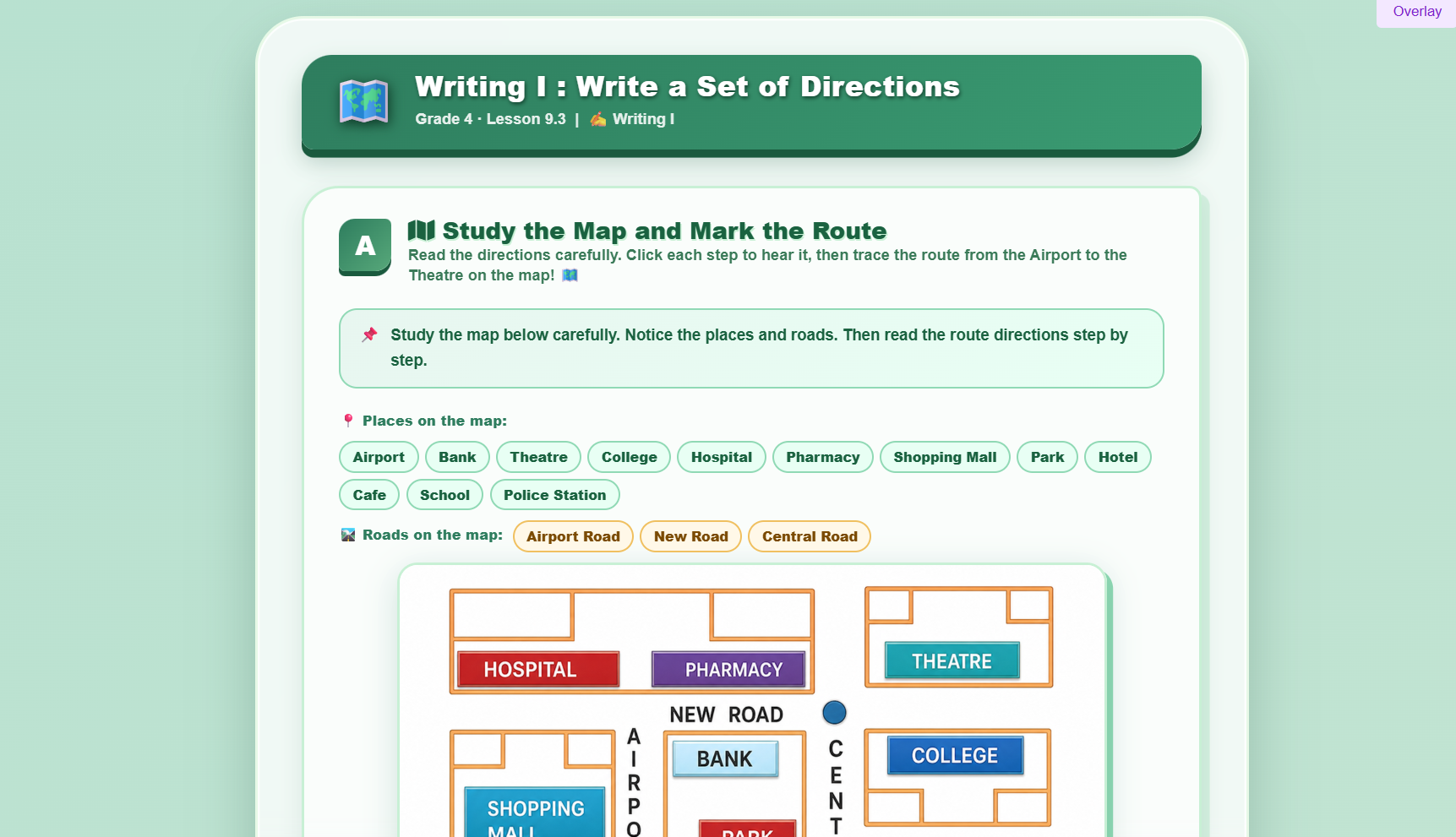 Writing I : Write a set of directions to get from one place to another