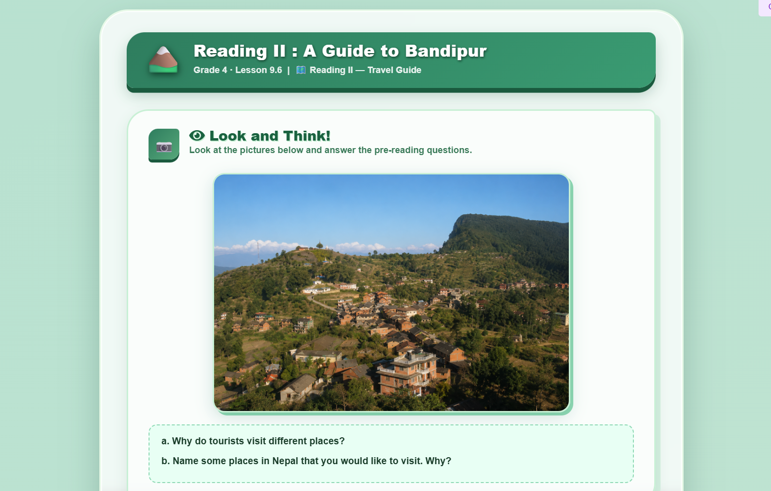 Reading II: A Guide to Bandipur