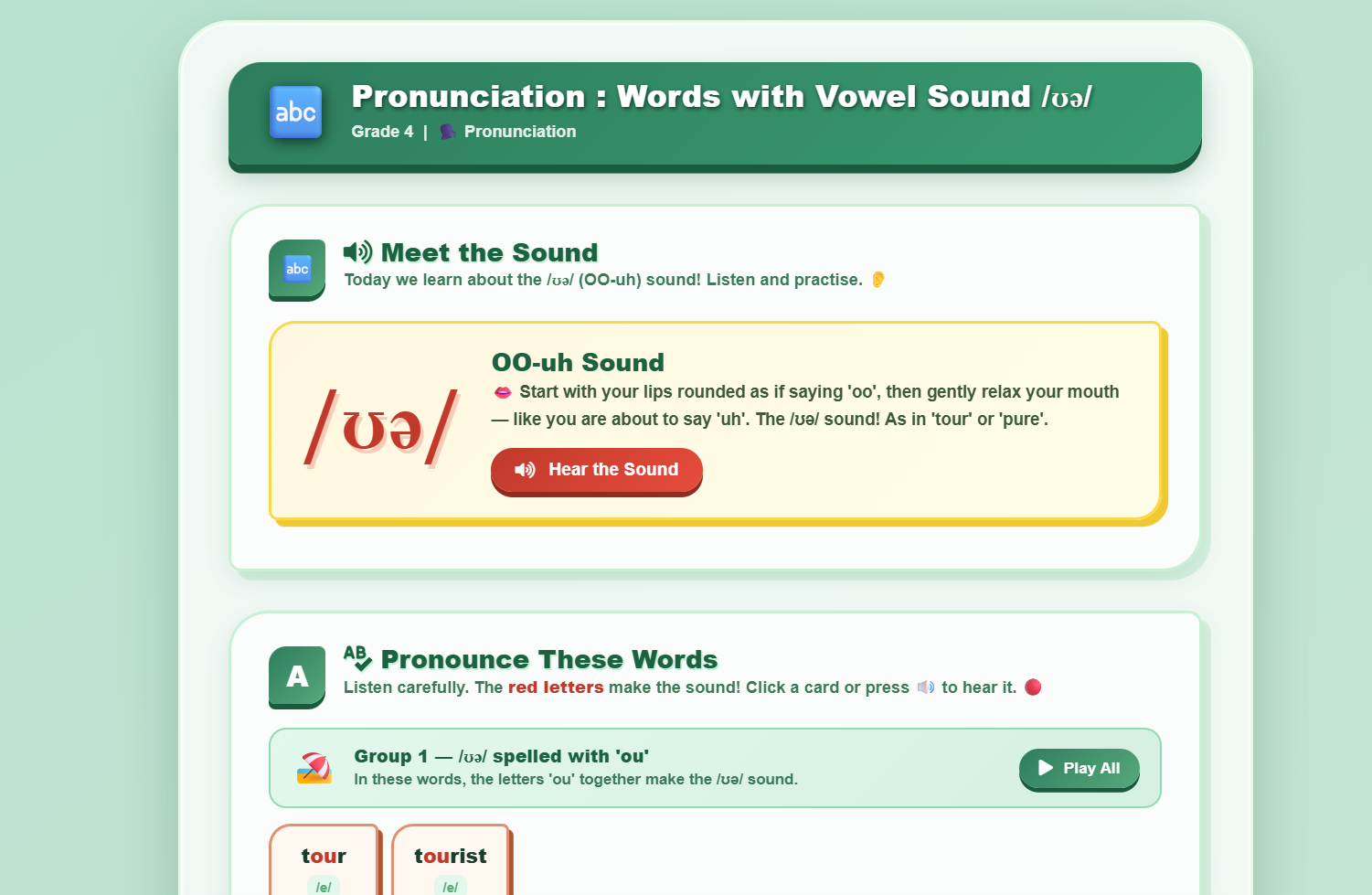 Pronunciation : words with vowel sound /ʊə/