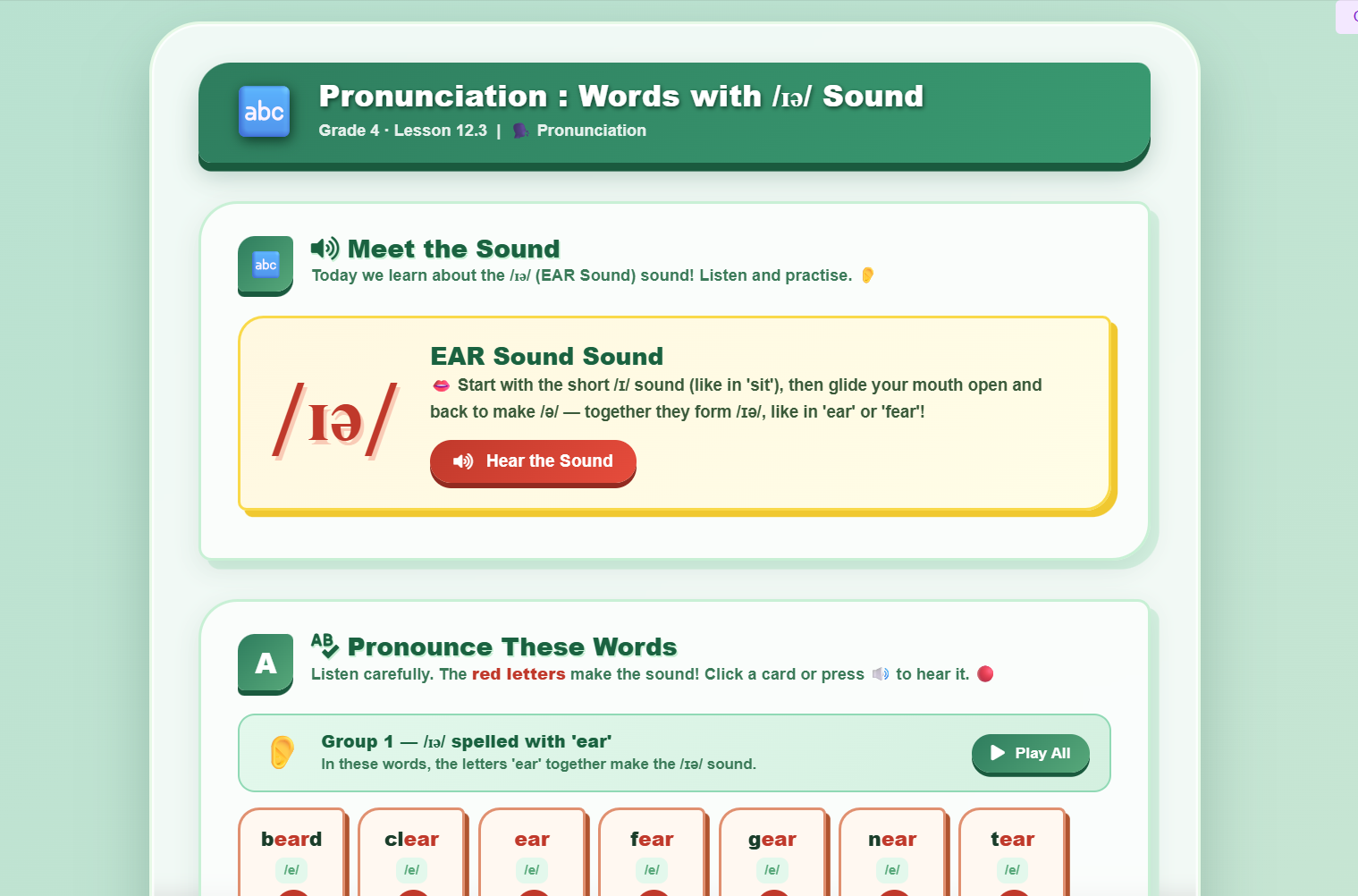 Pronunciation : words with /ɪə/ sound
