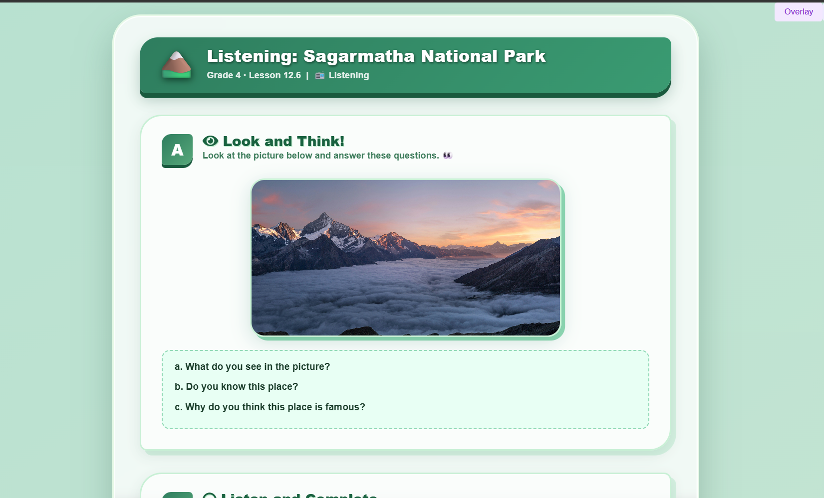 Listening: Sagarmatha National Park