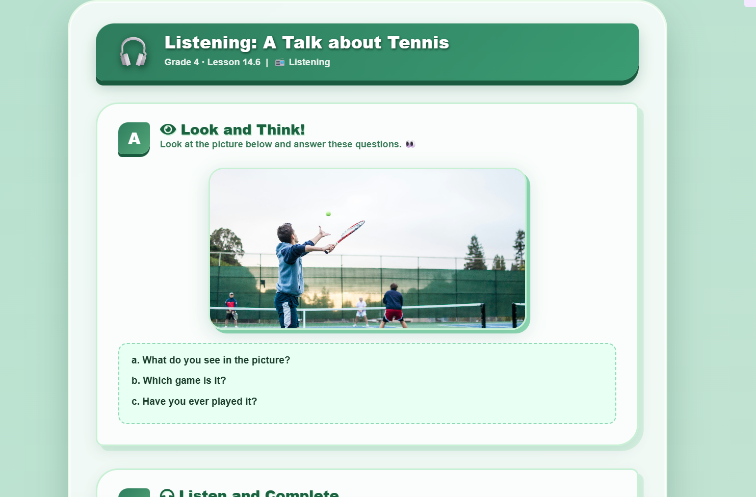 Listening: A Talk about Tennis