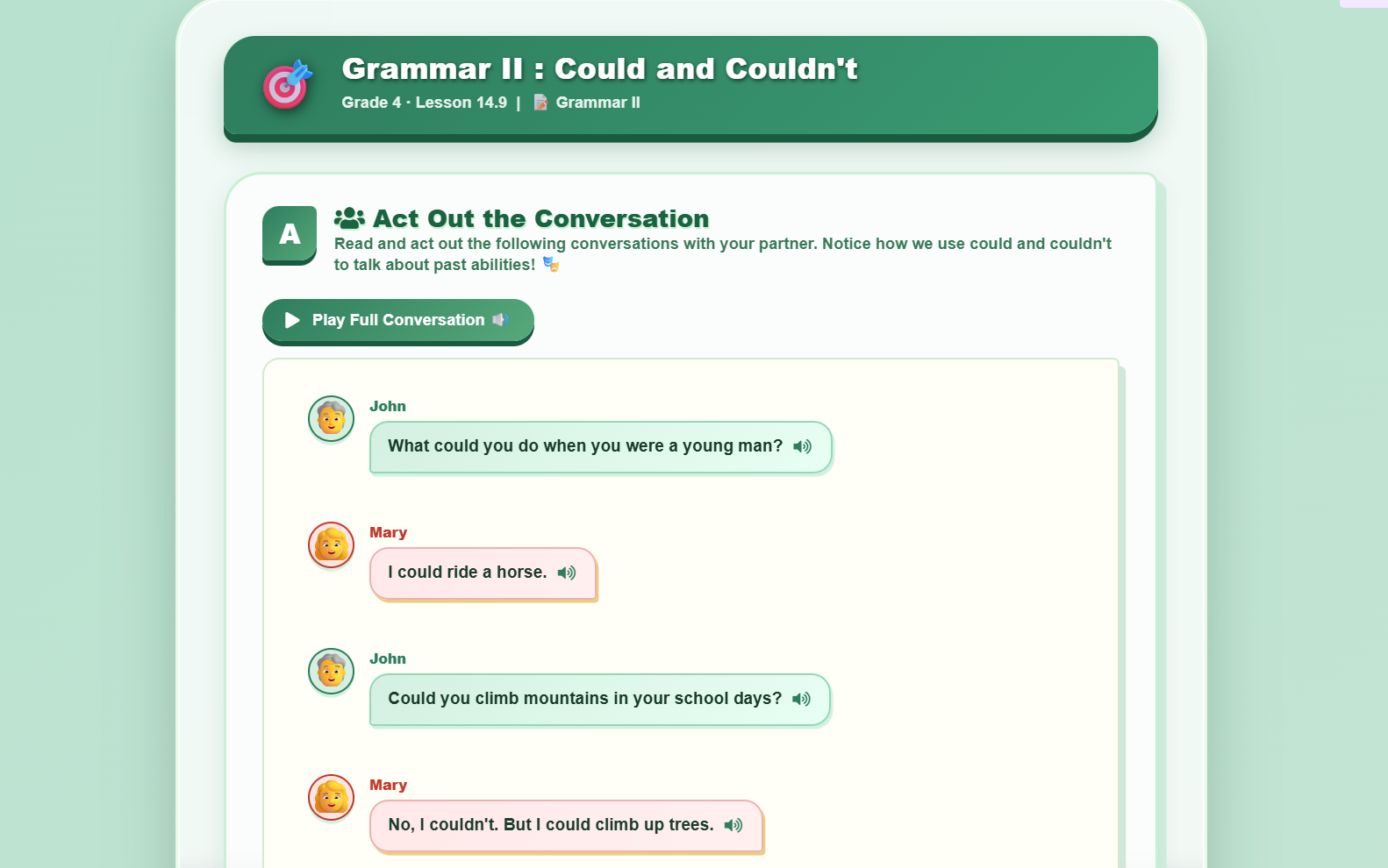 Grammar II : could and couldn’t