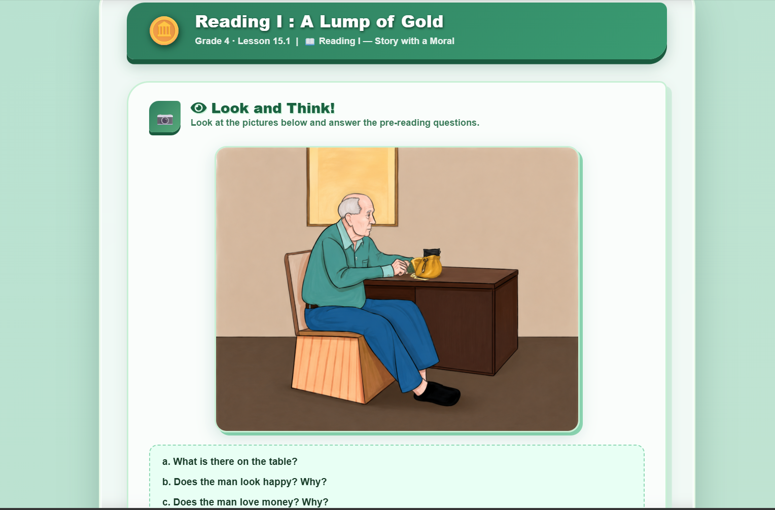 Reading I: A Lump of Gold