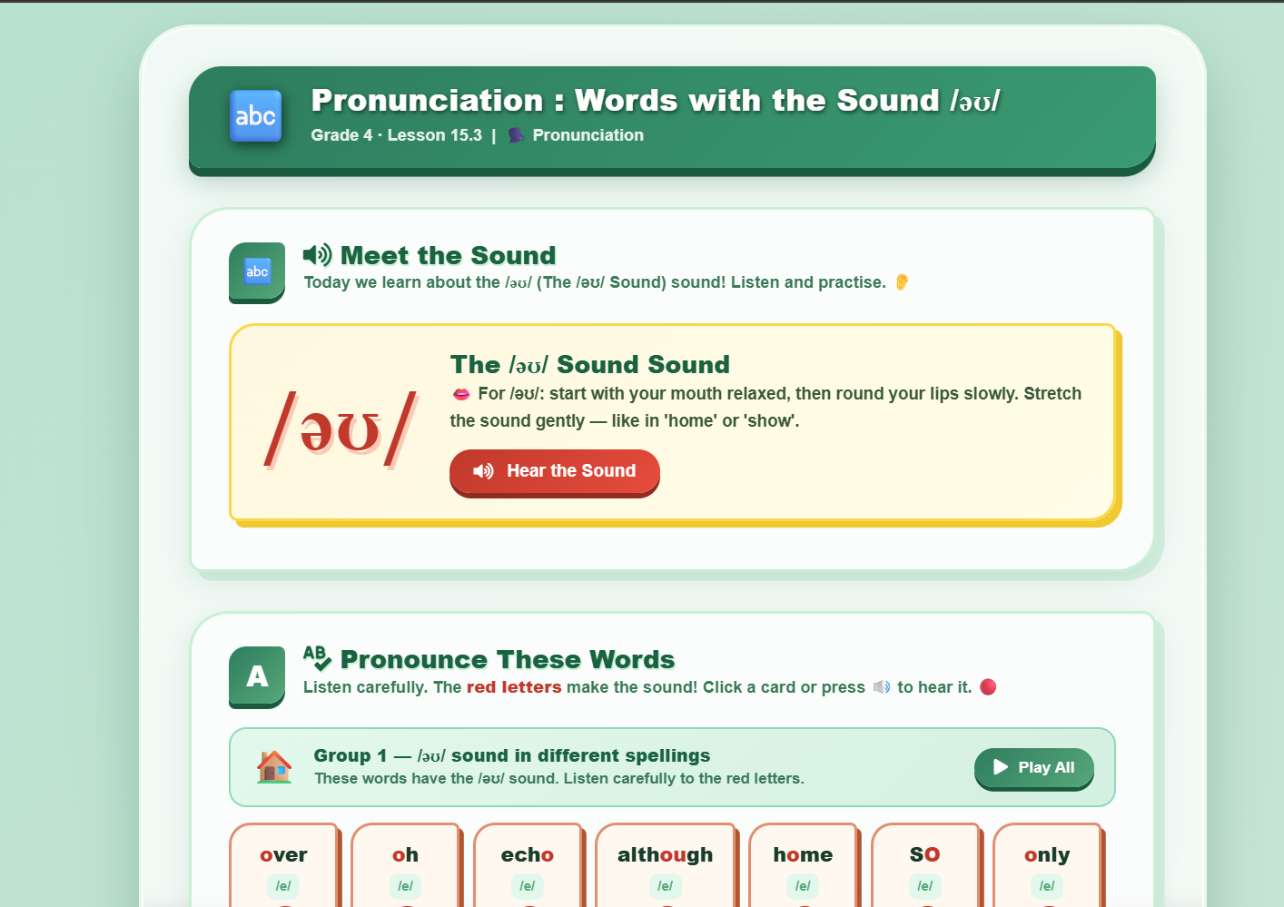 Pronunciation : words with the sound /əʊ/