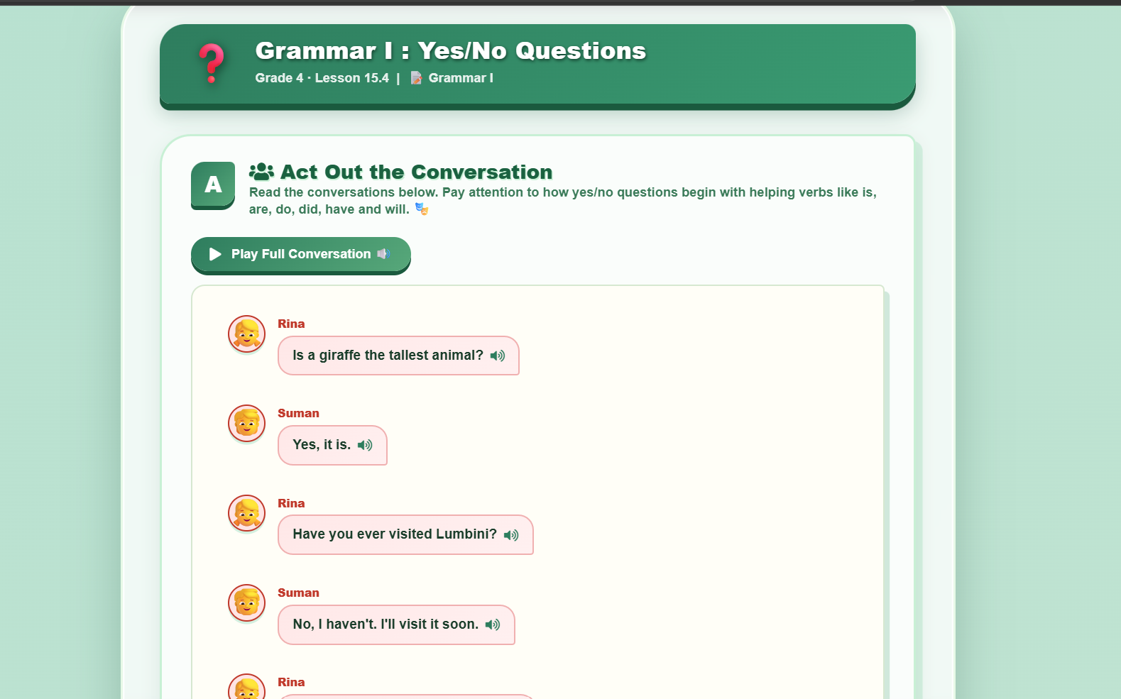 Grammar I : yes/no questions