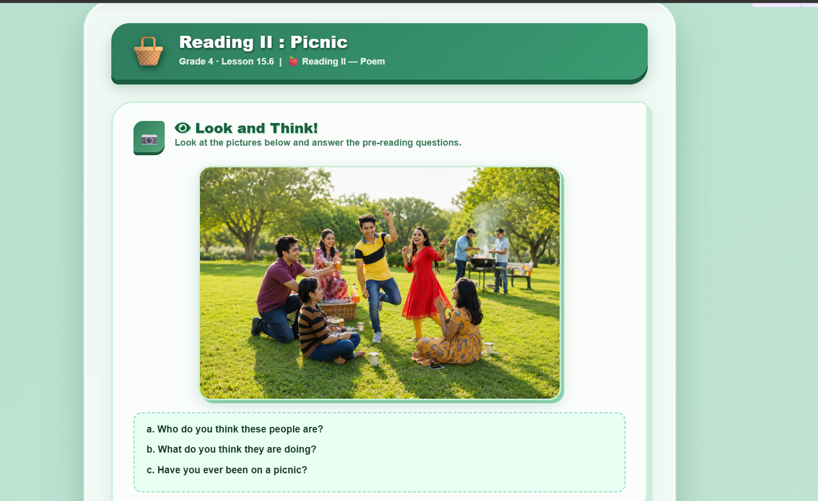 Reading II: Picnic (Poem)