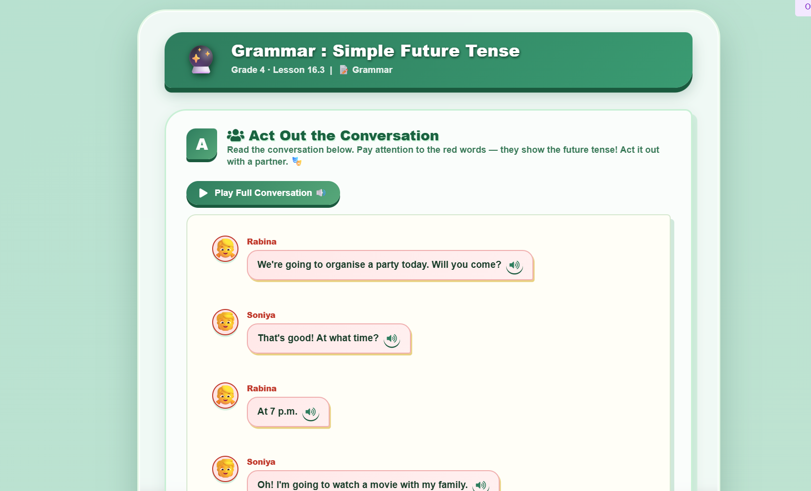 Grammar : simple future tense