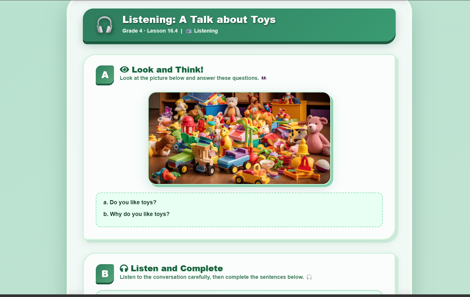 Listening: A Talk about Toys