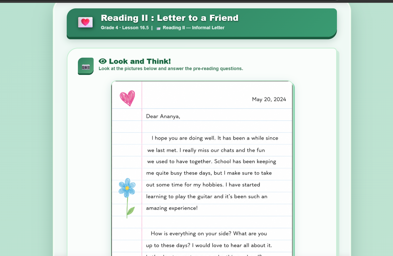 Reading II: Letter to a Friend