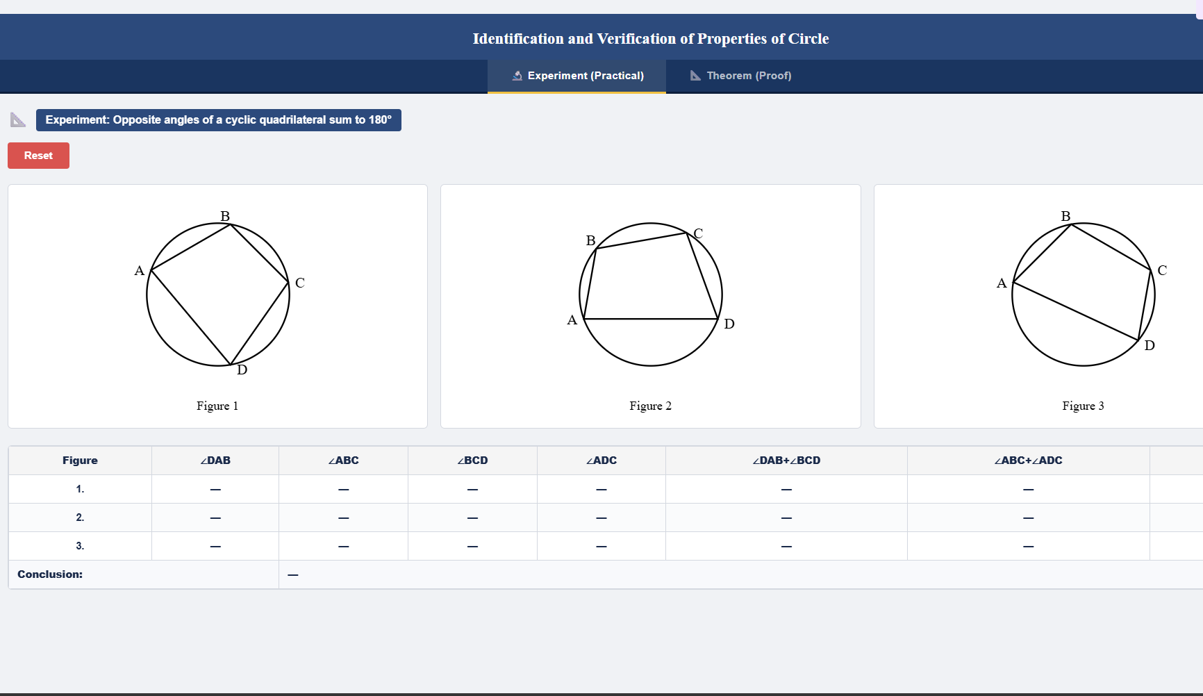 Relation between opposite angle of cyclic quadrilateral.