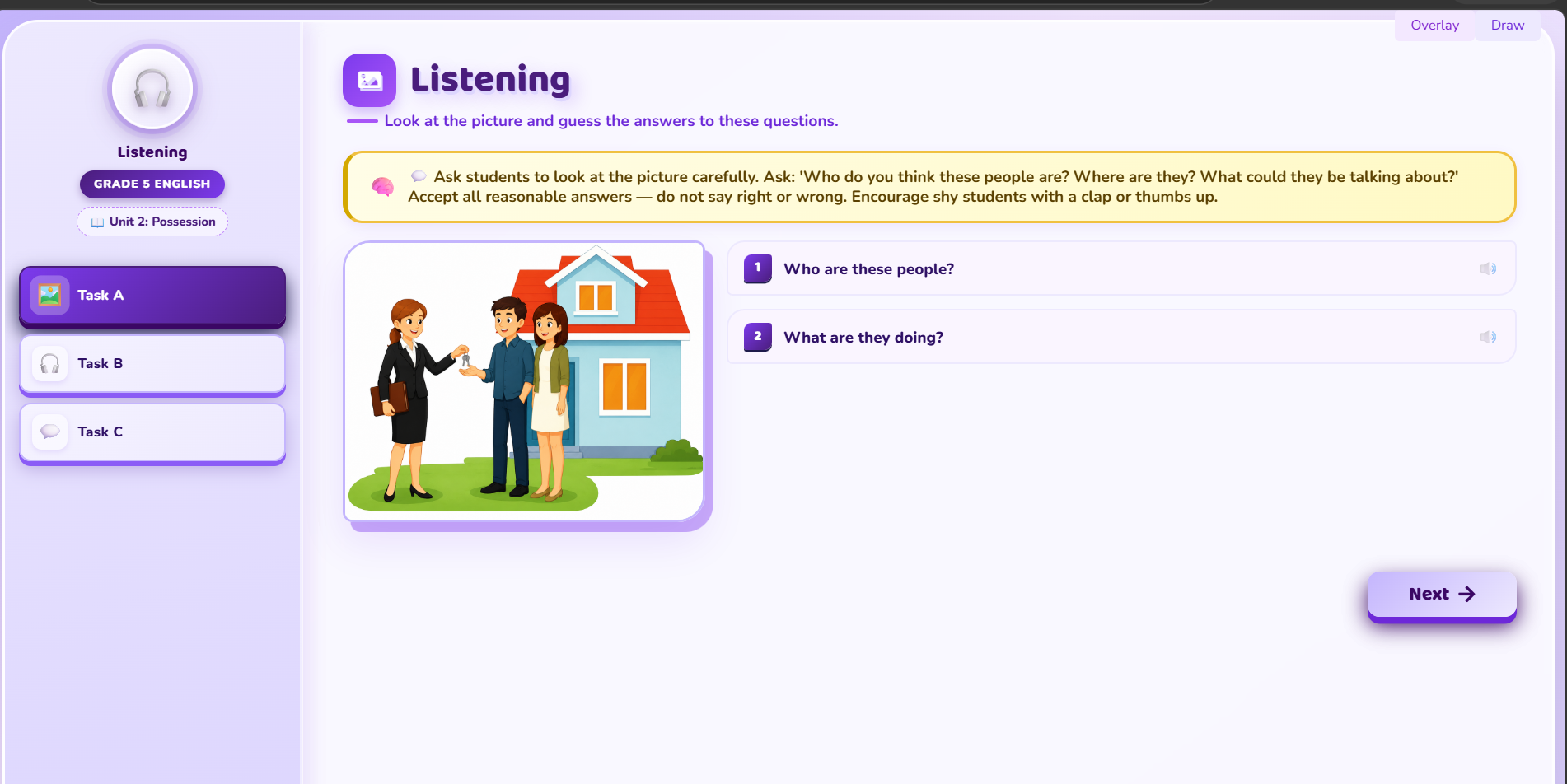 Listening: Conversation about a house