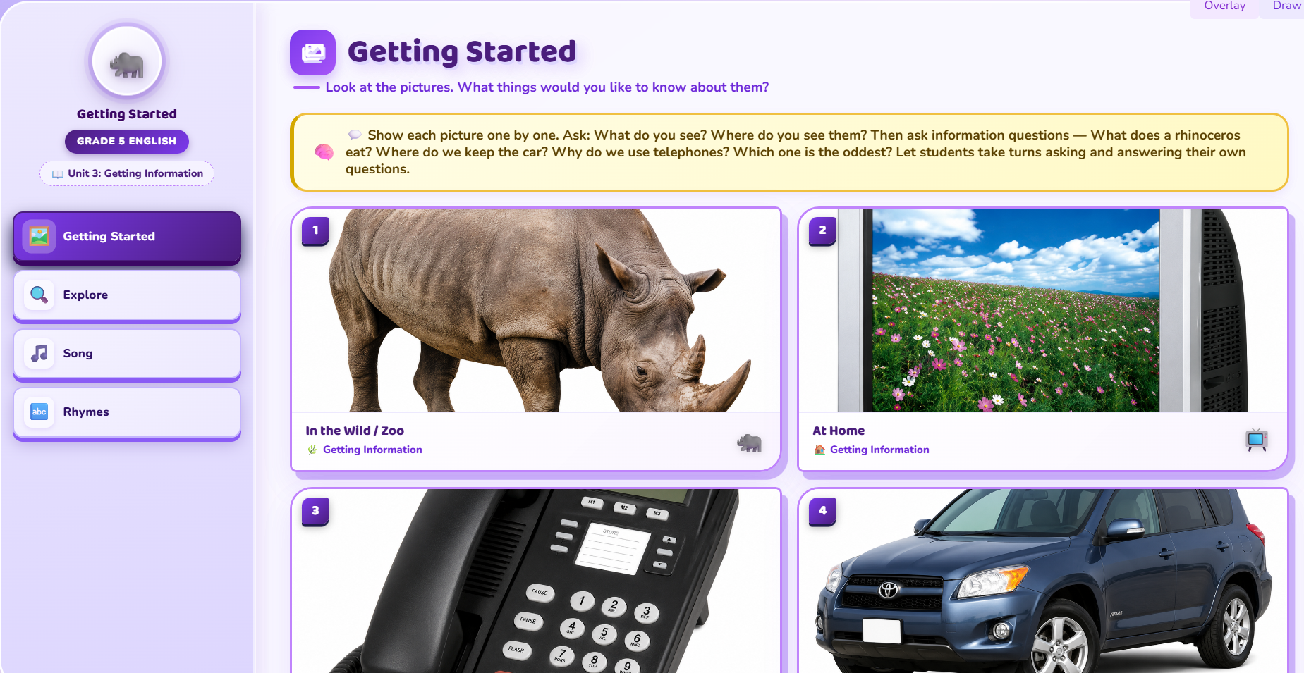 Getting Started : information about the things and the objects