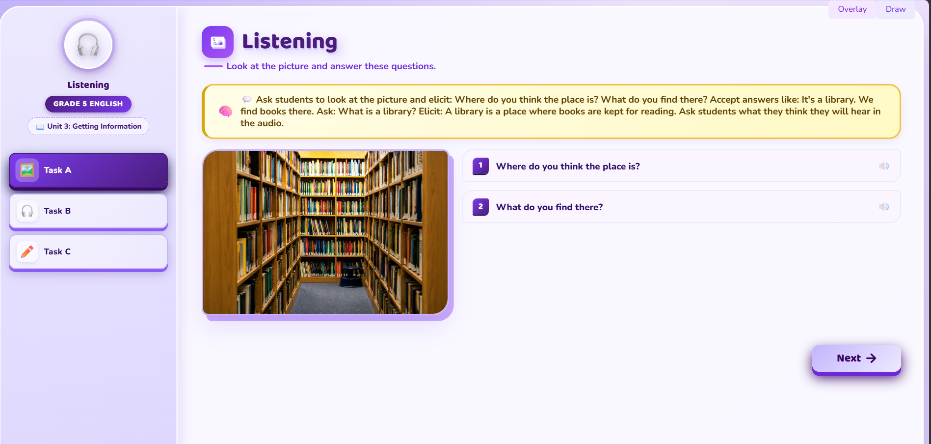 Listening: Conversation at library