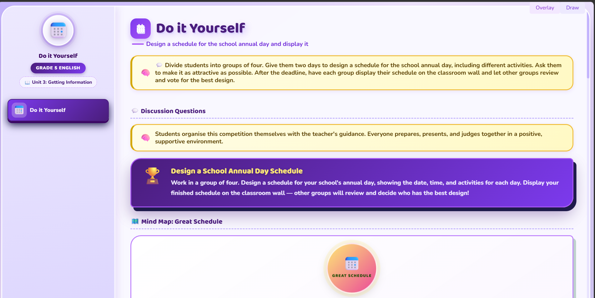 Do it yourself : Design a schedule for the School Annual Day