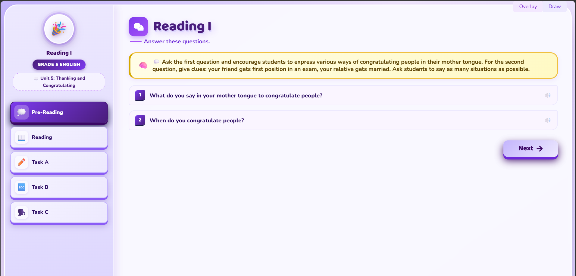 Reading I: Message of congratulations