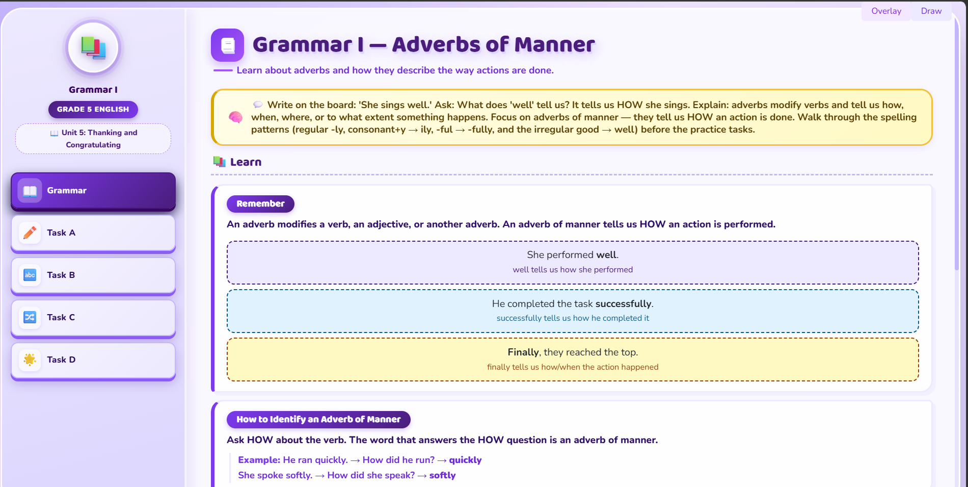 Grammar I : adverbs and use