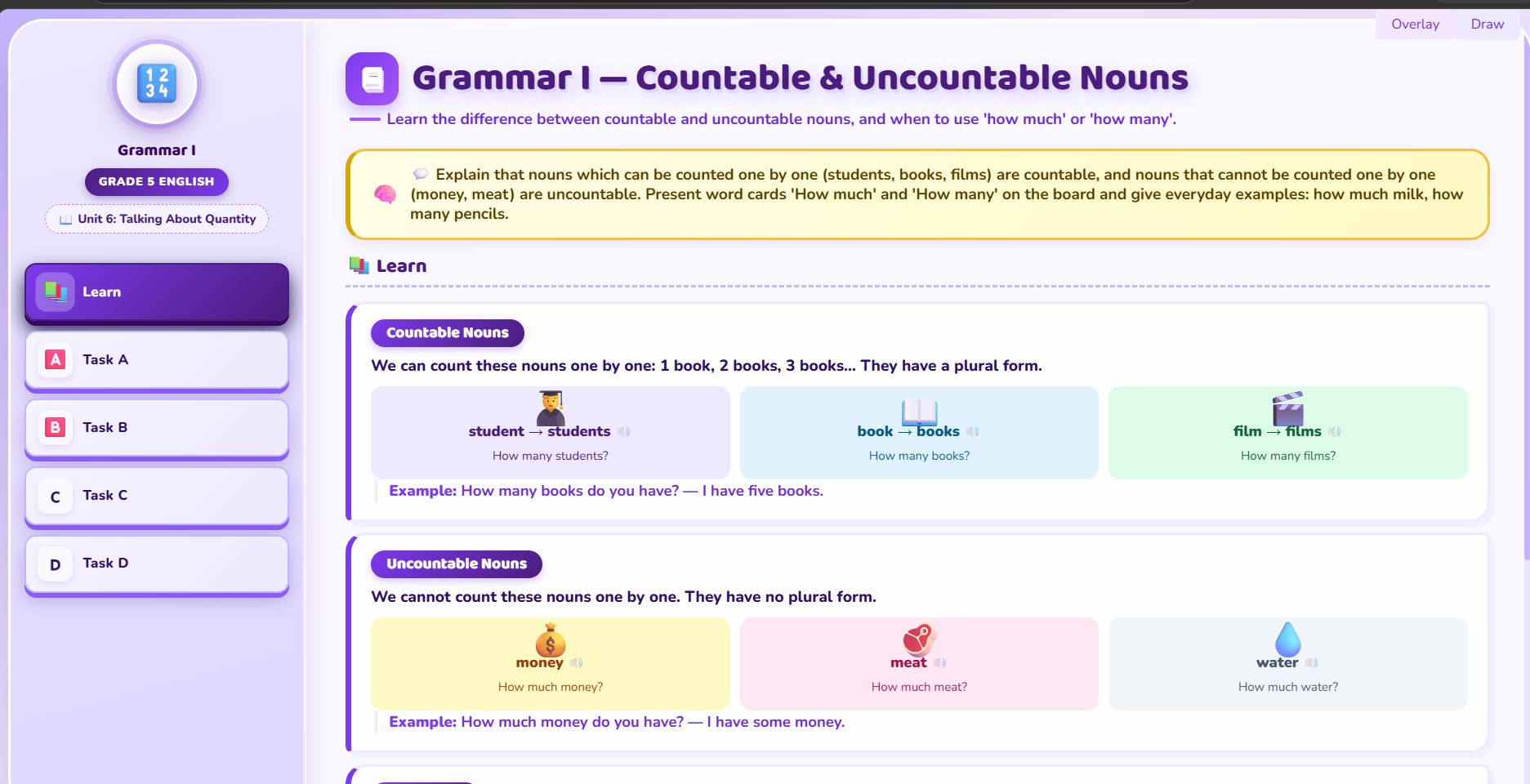 Grammar I : countable or uncountable nouns