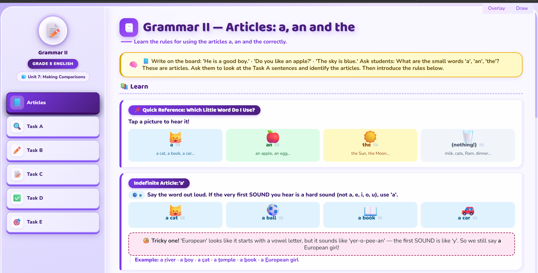 Grammar II : Articles