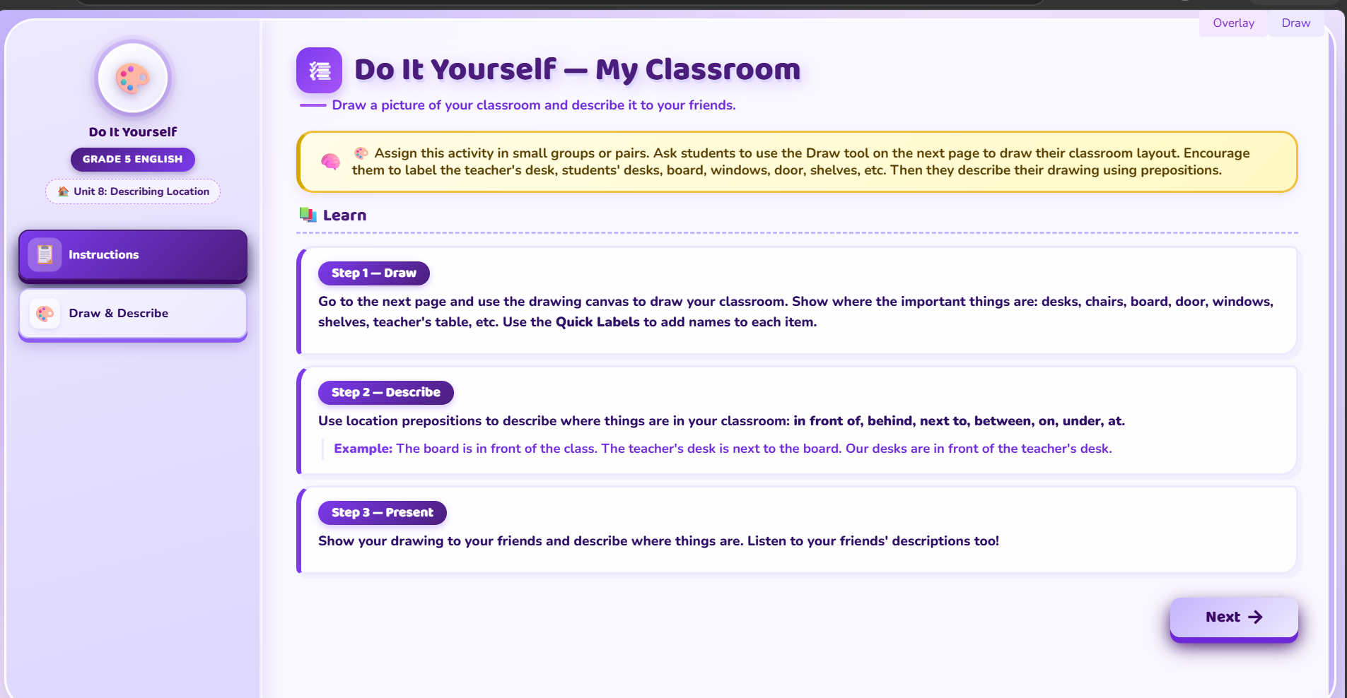 Do it by Yourself : Draw and describe