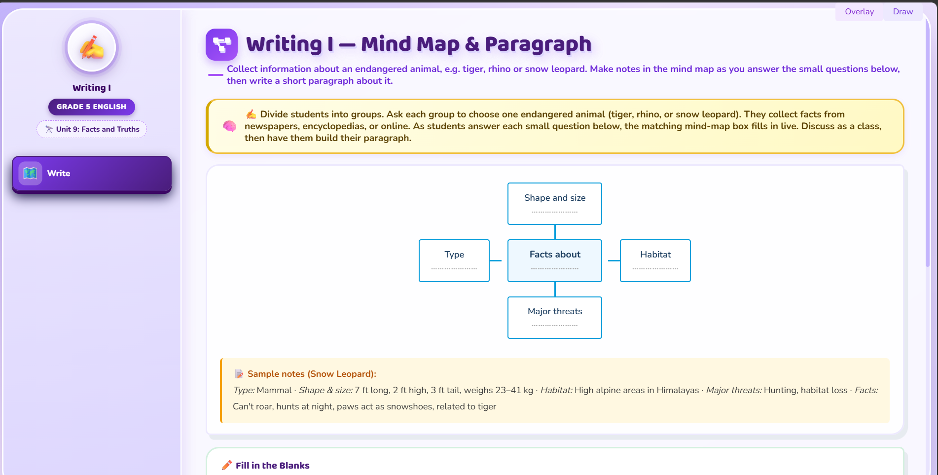 Writing I : an endangered animal
