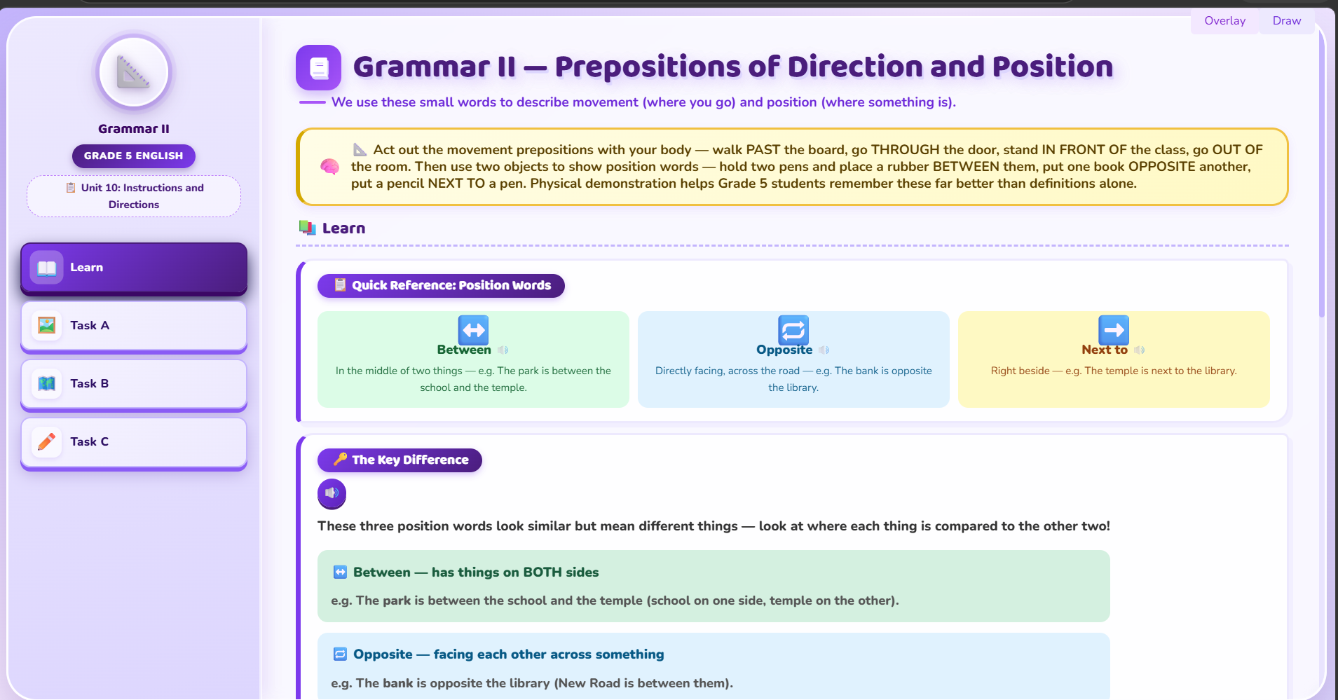 Grammar II : Prepositions of directions