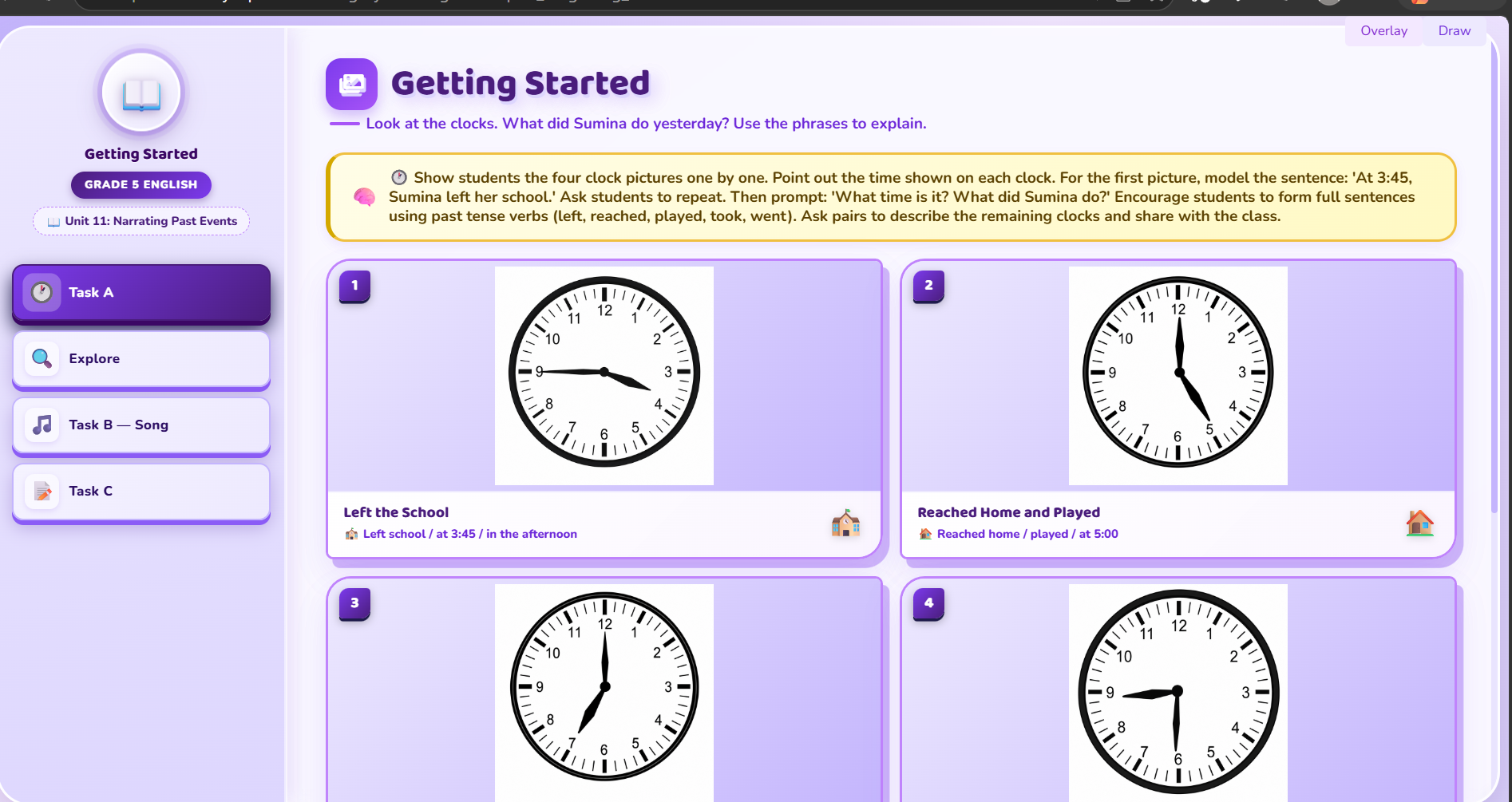 Getting Started :  past activities