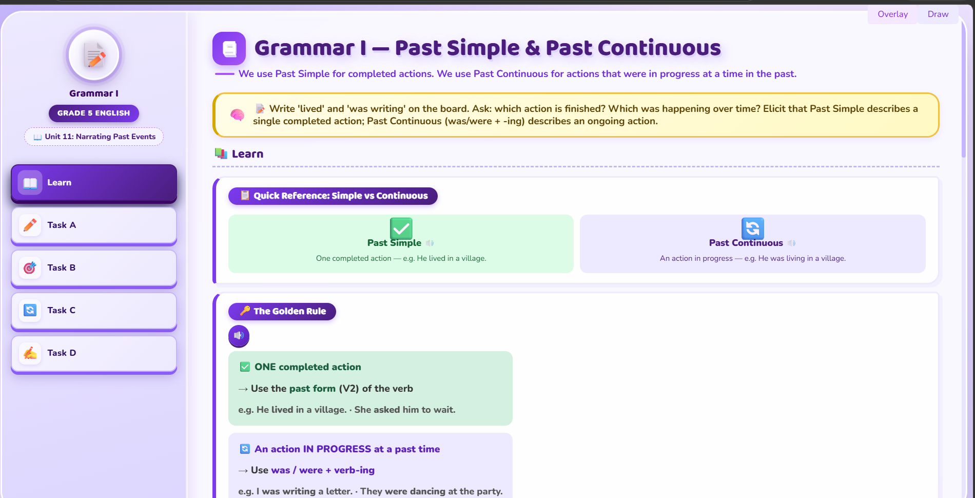 Grammar I : past simple and past continuous