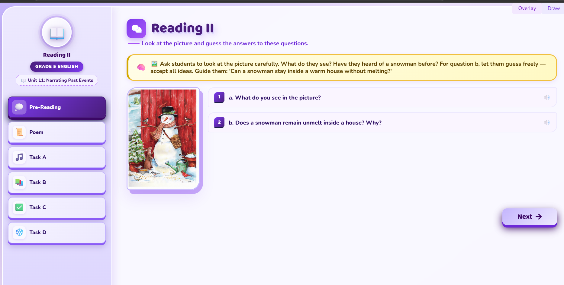 Reading II: Melinda’s Snowman