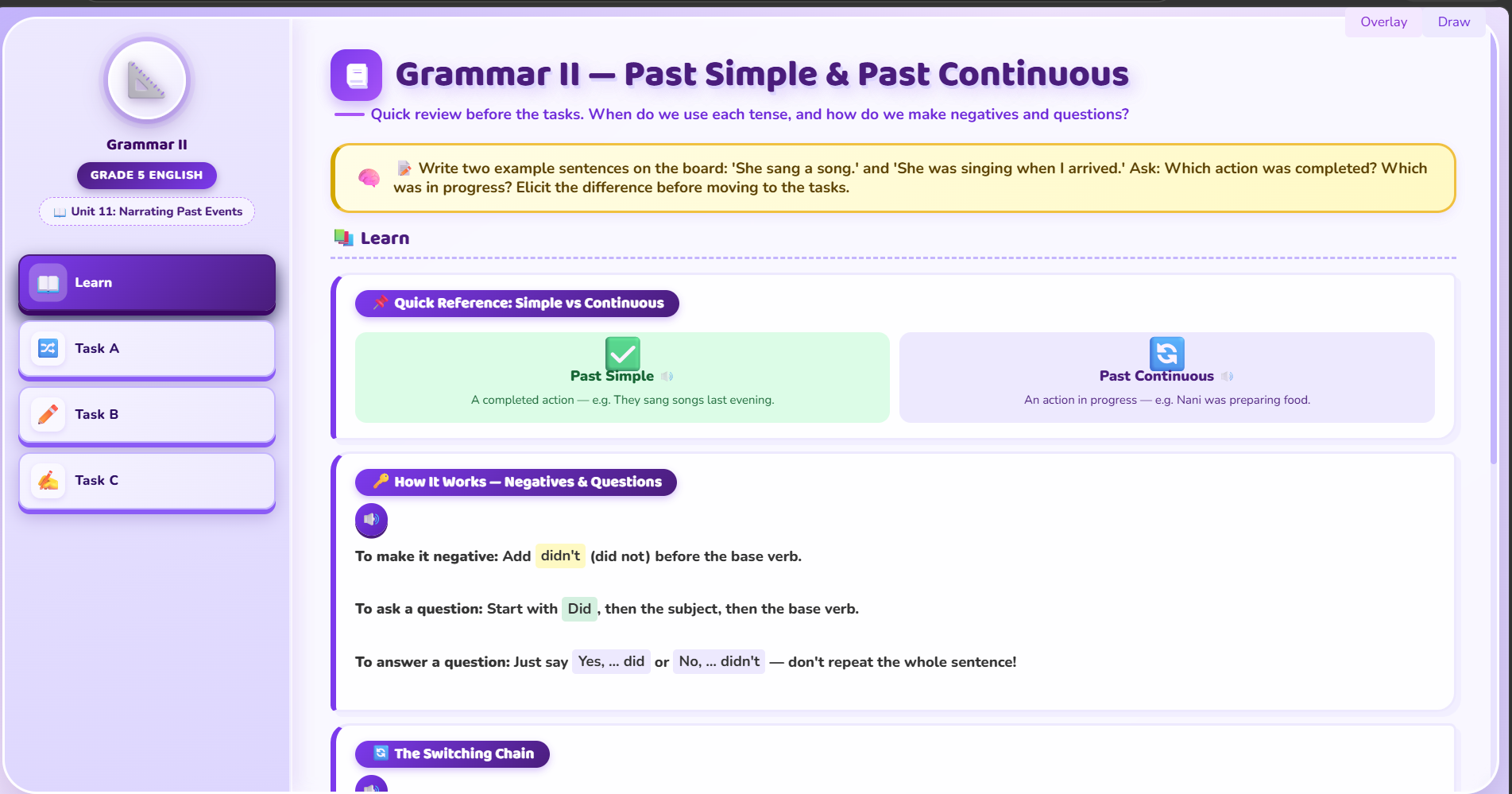 Grammar II : past simple and past continuous