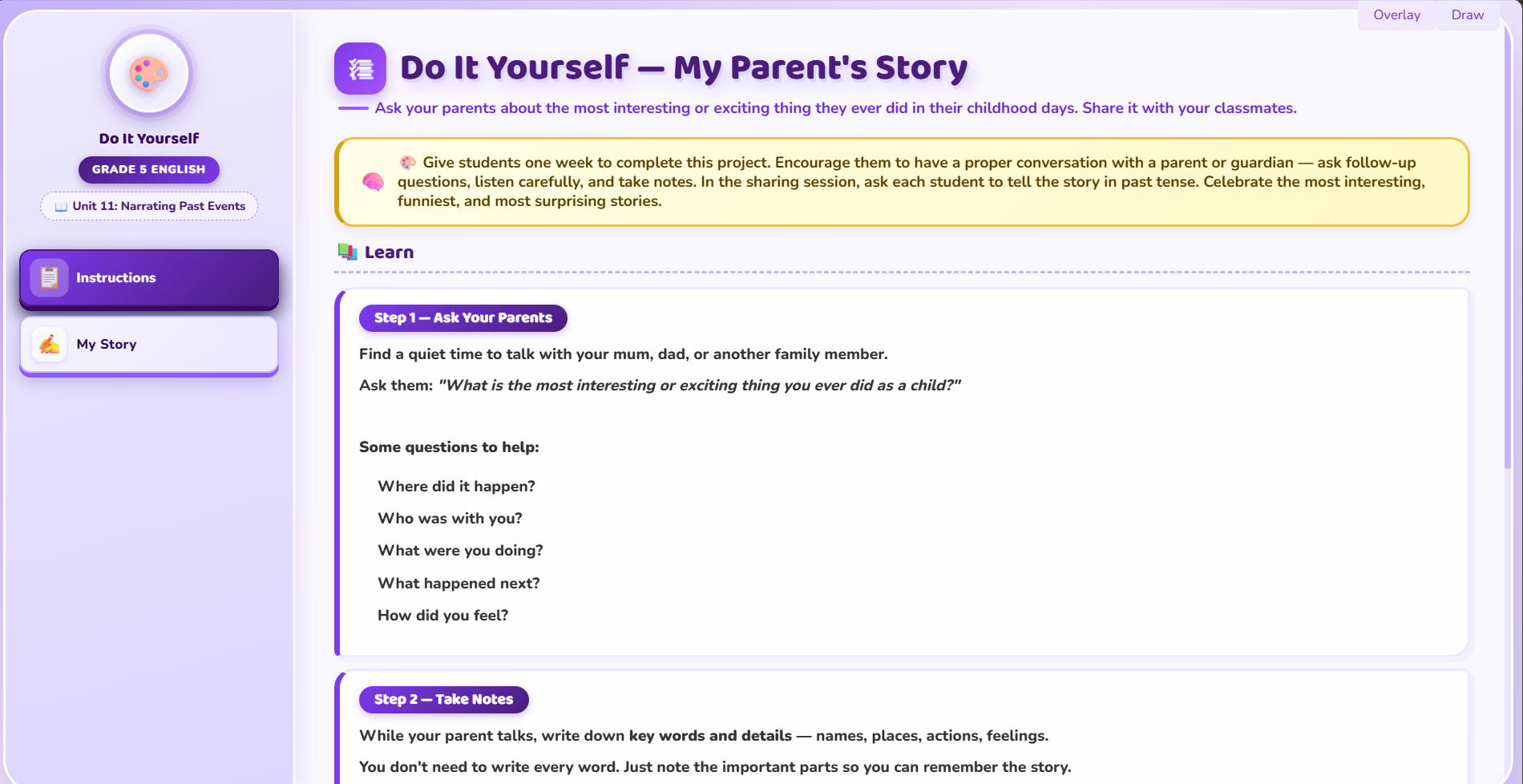Do it by Yourself : Sharing an interesting activities of one’s parents