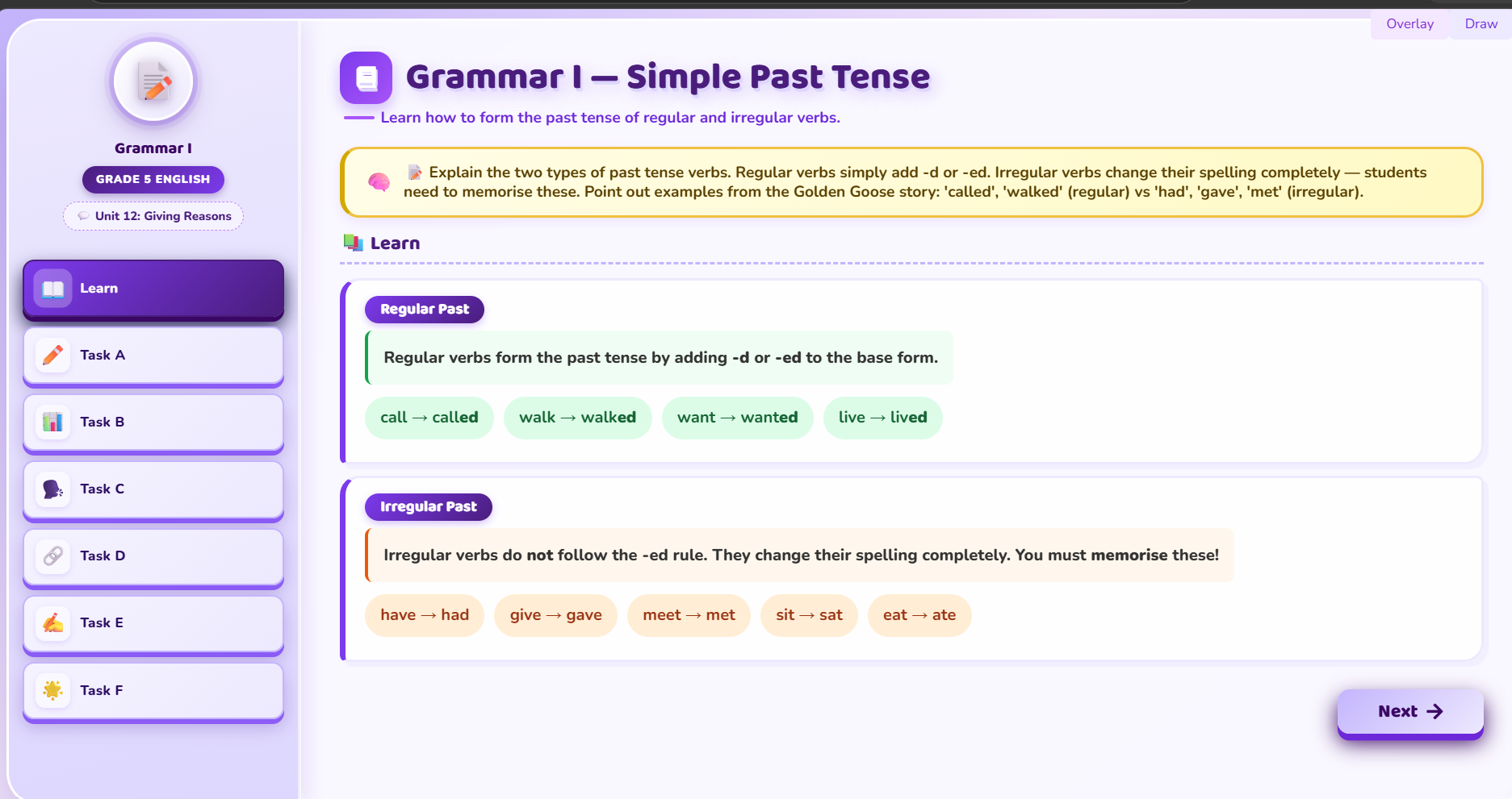 Grammar I: Past simple