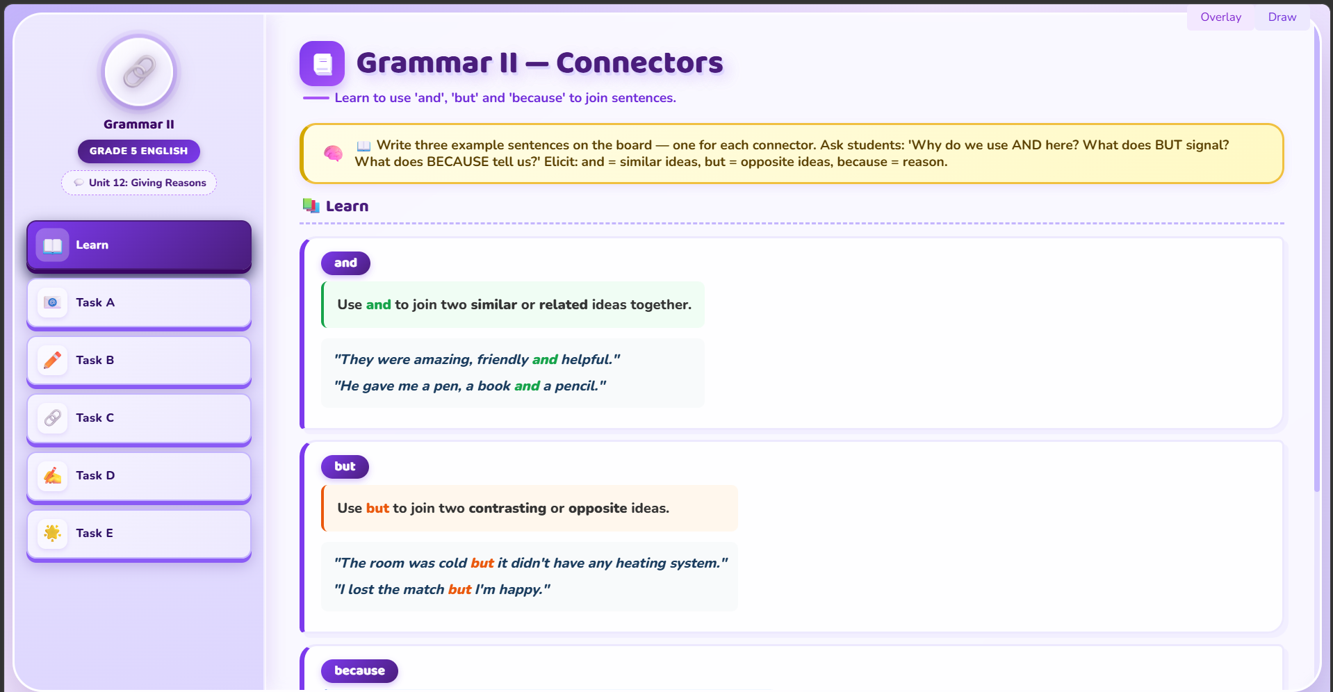Grammar II: And, but or because