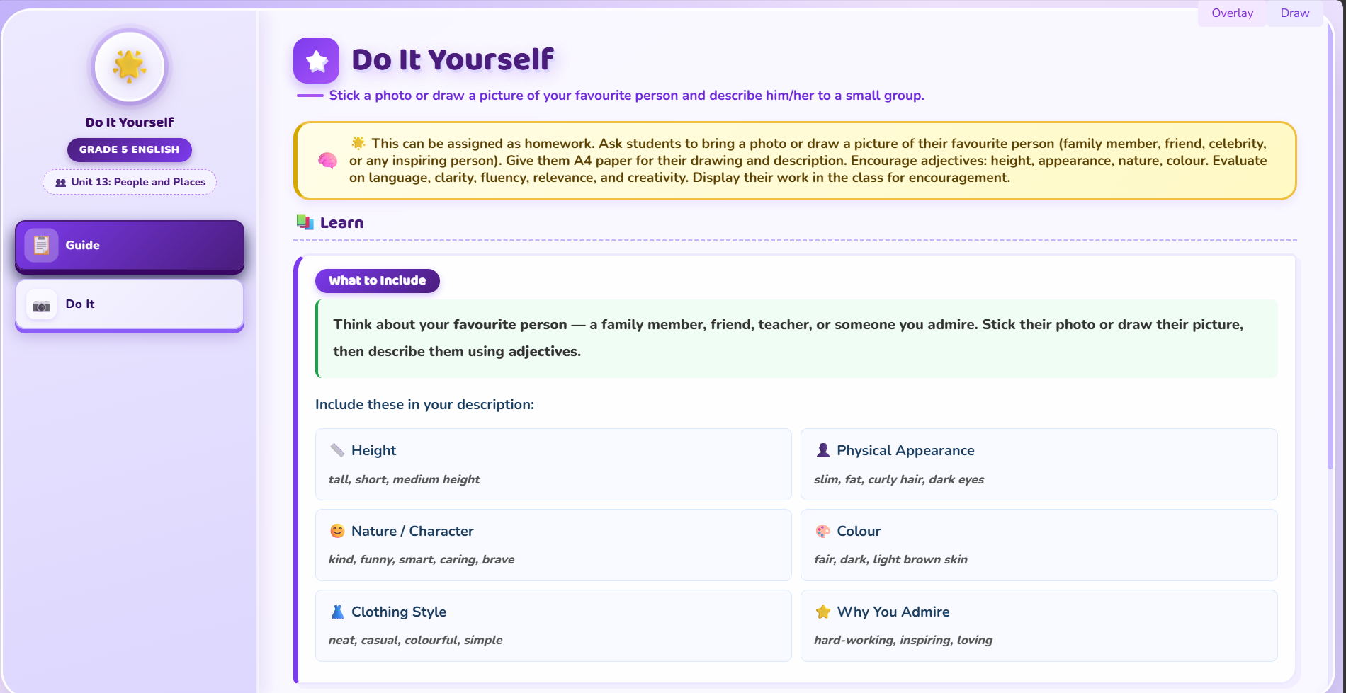 Do it Yourself : Describe the favorite person