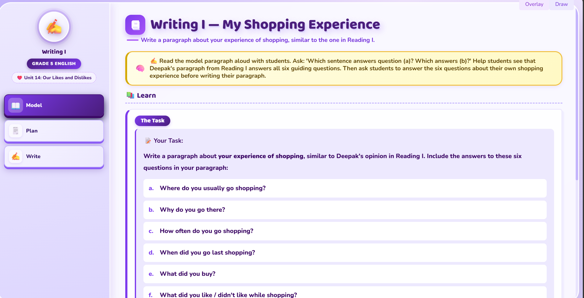 Writing I : paragraph on shopping experience.