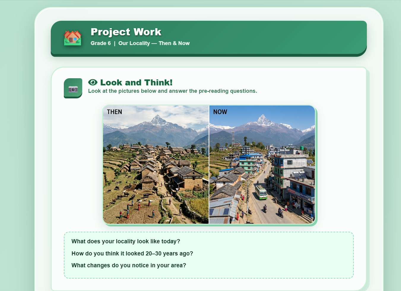 Project work : Collecting pictures of their locality