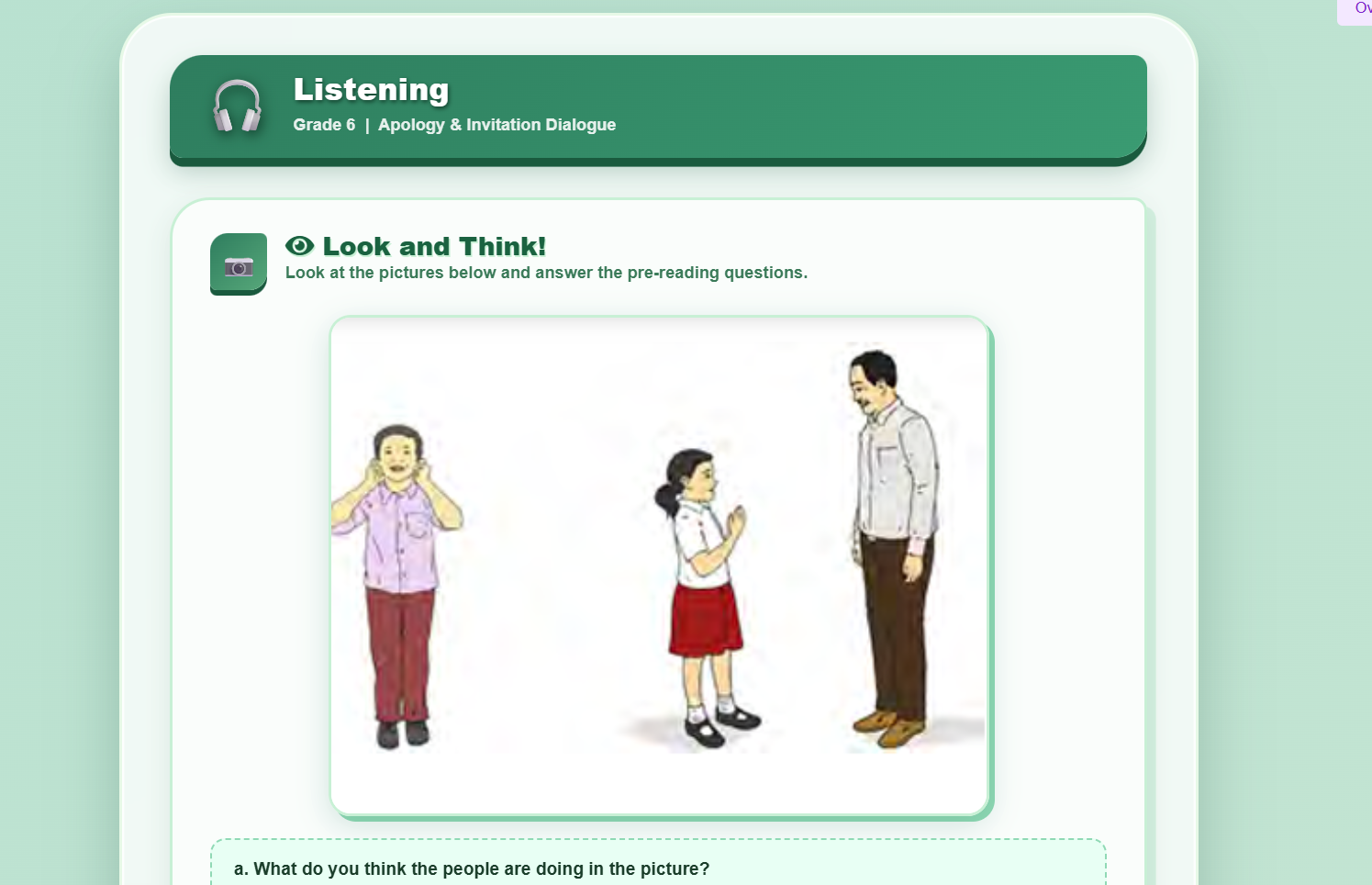 Listening : the words/phrases for saying sorry