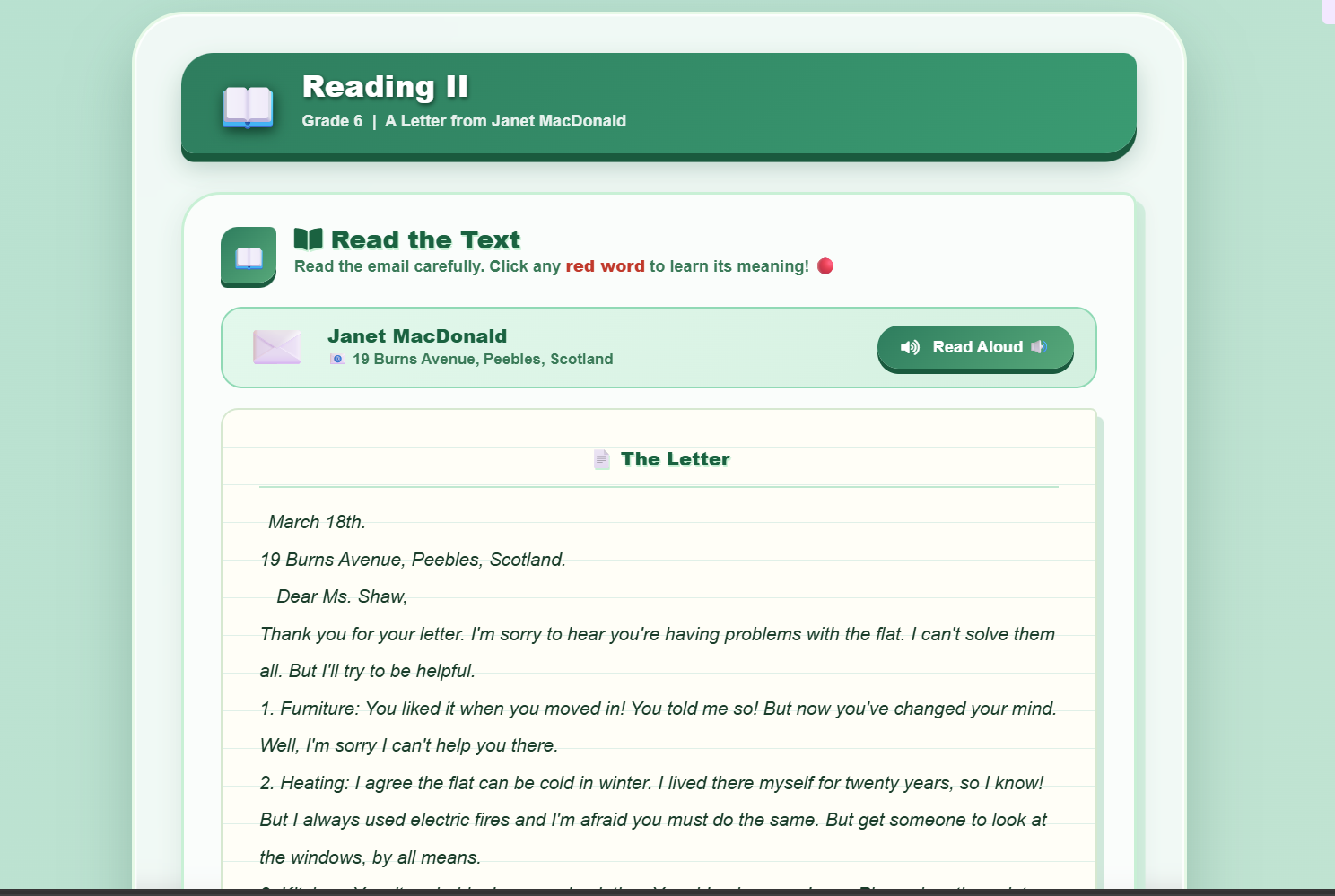 Reading II (letter of apology)